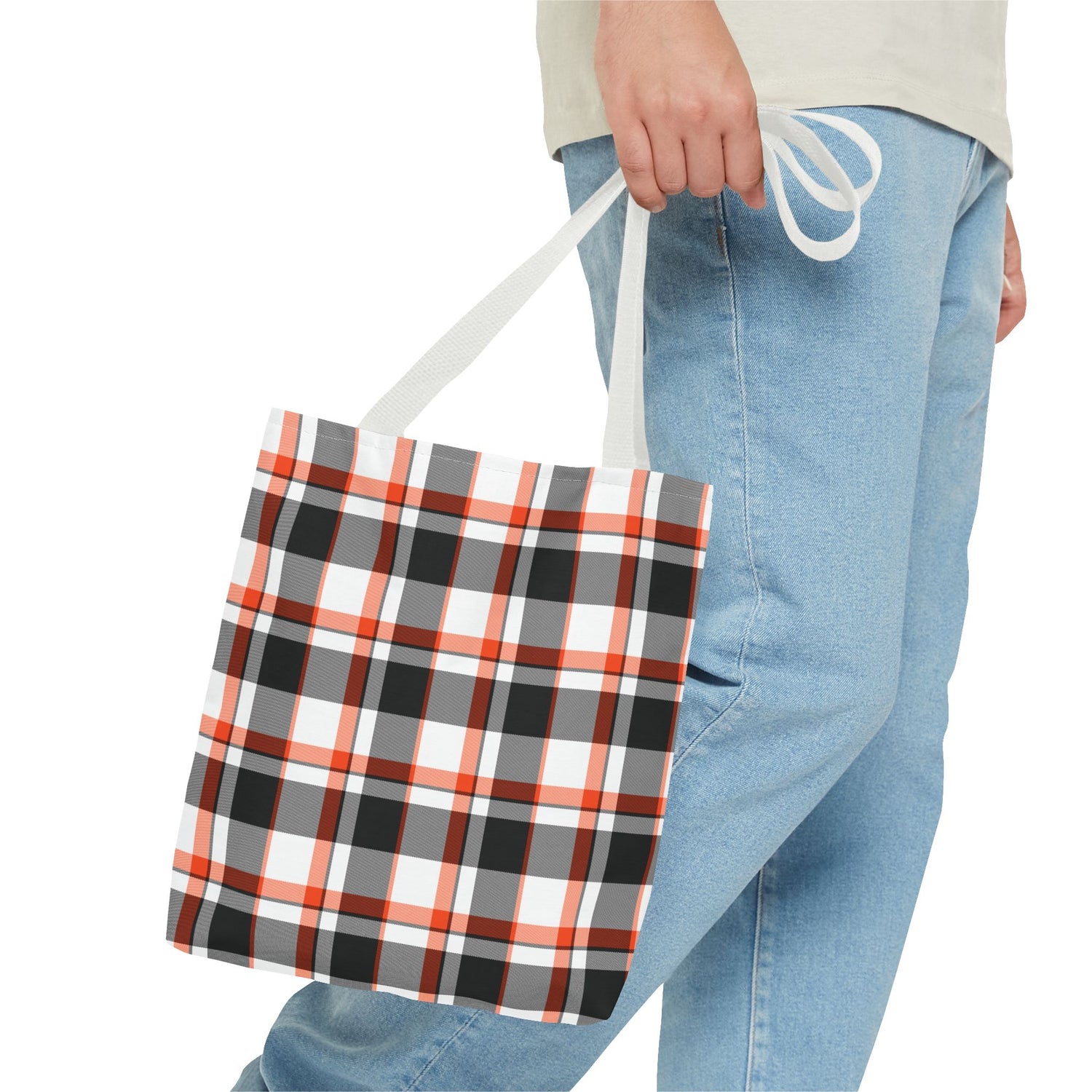Fall Plaid Black Orange Tote Bag