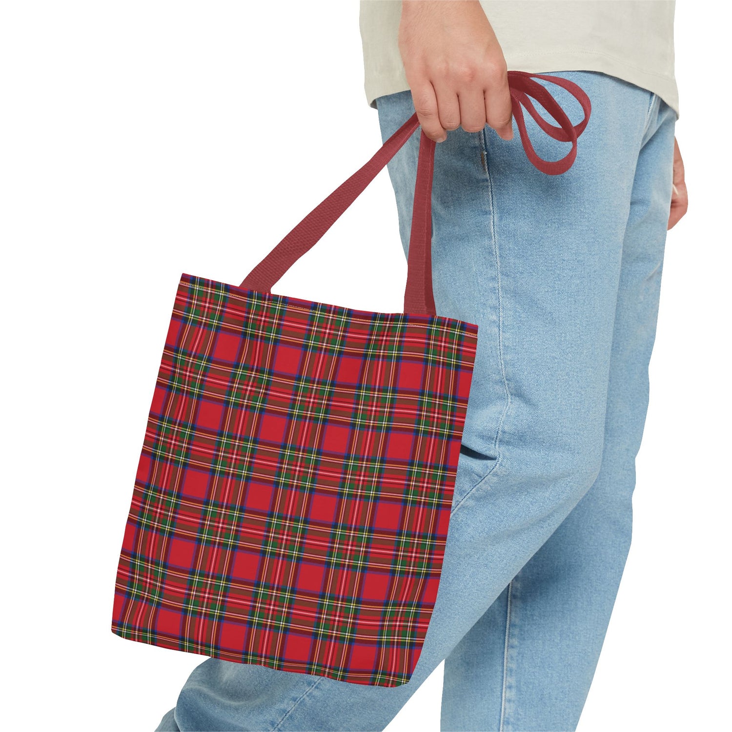 Red Christmas Plaid Tote Bag