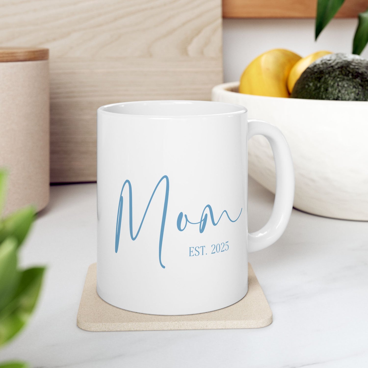 New Mom Mug - Mom Est. 2025 Blue Design
