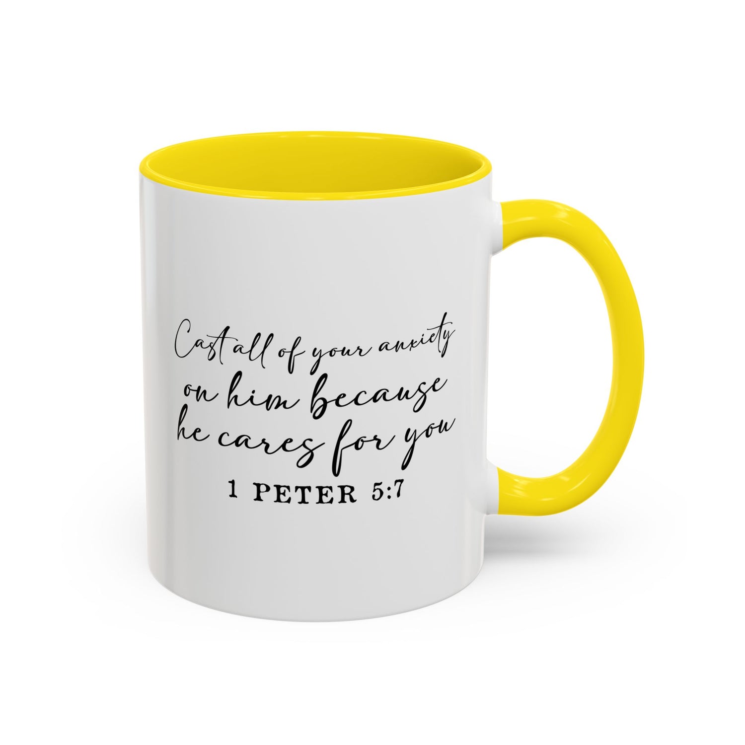 Coffee Mug: Scripture 1 Peter 5:7