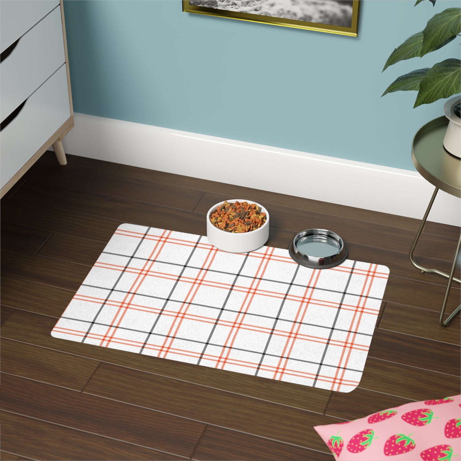 Pet Food Mat  - Fall Plaid Stylish Mat for Dogs and Cats