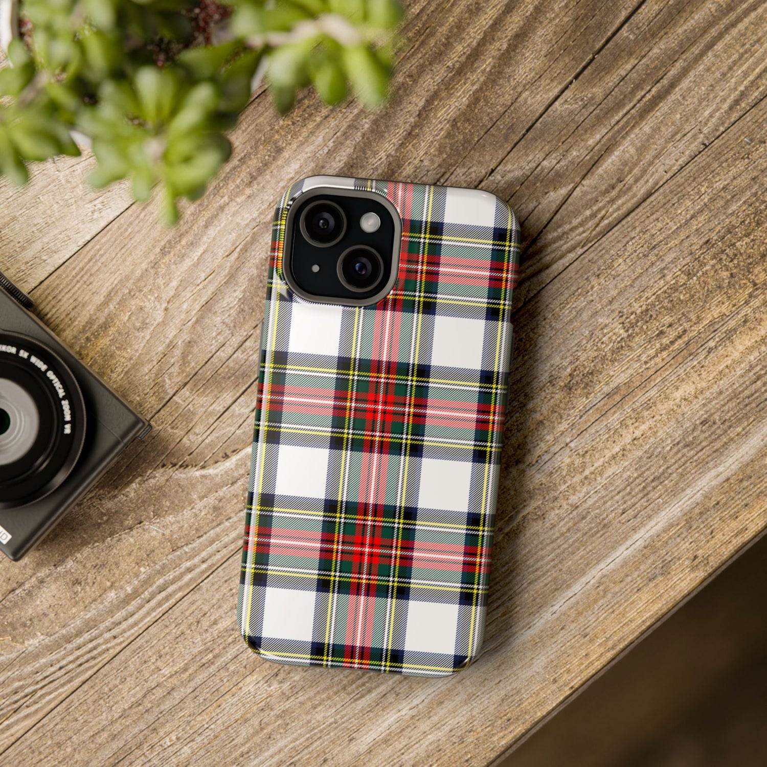 Christmas Holiday Tartan Plaid Impact-Resistant Phone Case, iPhone, Samsung