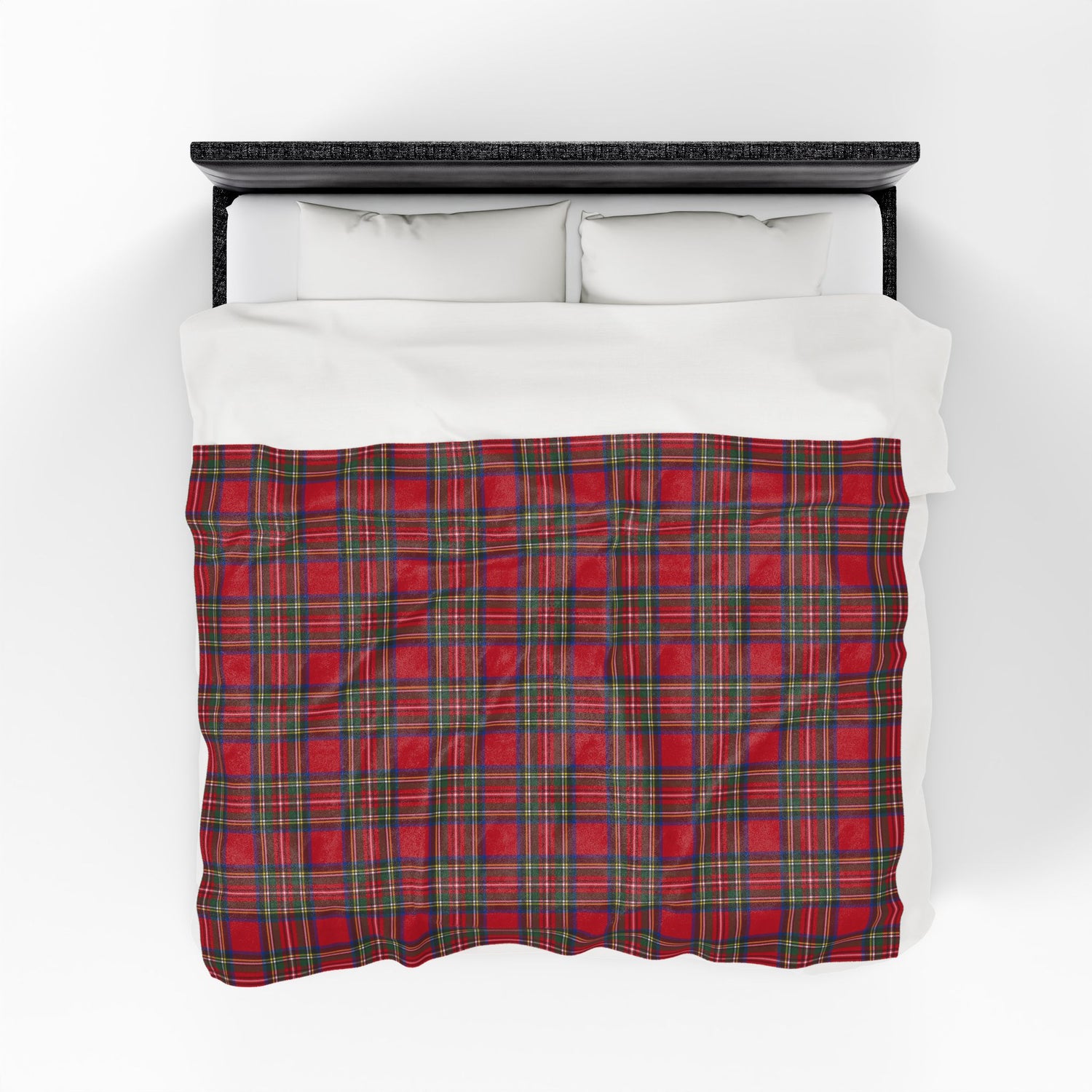 Cozy Plaid Velveteen Blanket Throw in Red Tartan Plaid
