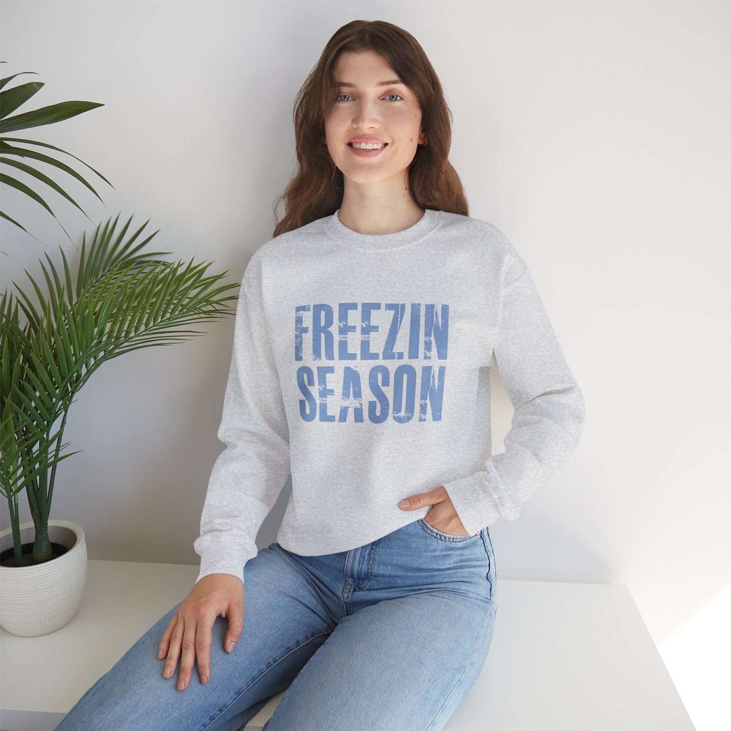 Cozy Freezin' Season Gildan Crewneck Sweatshirt