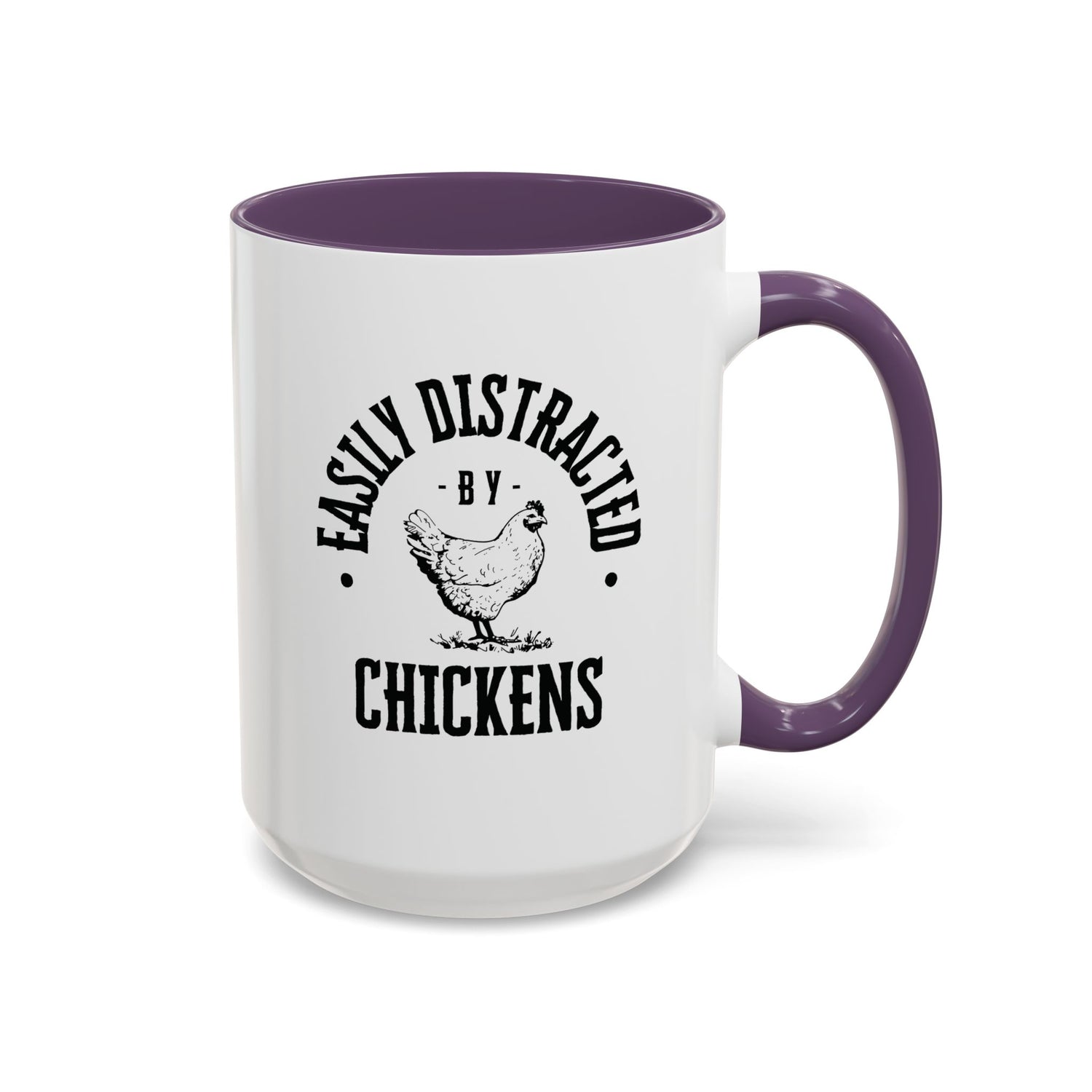 Funny Mug/Chicken Lover/Funny Gift/Gifts under 20/Accent Coffee Mug, 11oz "Easily Distracted By Chickens"