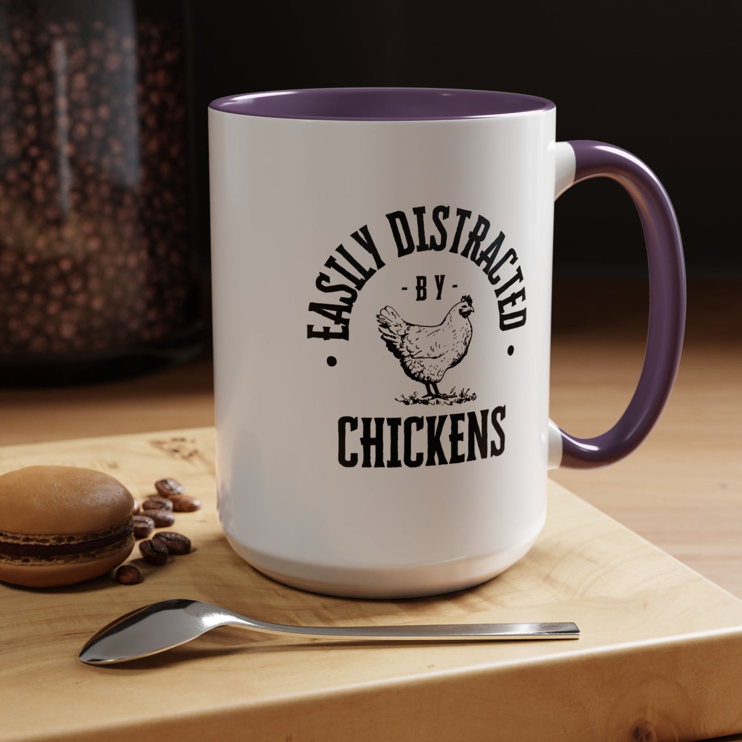 Funny Mug/Chicken Lover/Funny Gift/Gifts under 20/Accent Coffee Mug, 11oz "Easily Distracted By Chickens"