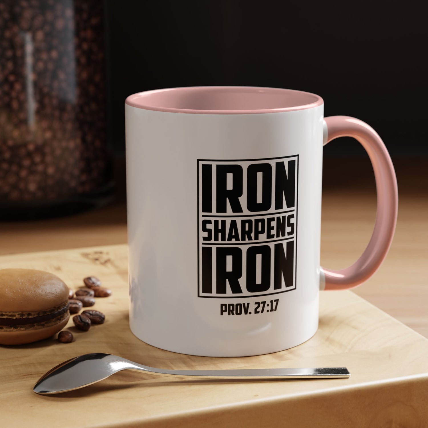 Iron Sharpens Iron Coffee Mug - Inspirational Gift for Friends, Motivational Mug, Proverbs 27:17, Home Office Coffee Cup, Encouragement Mug