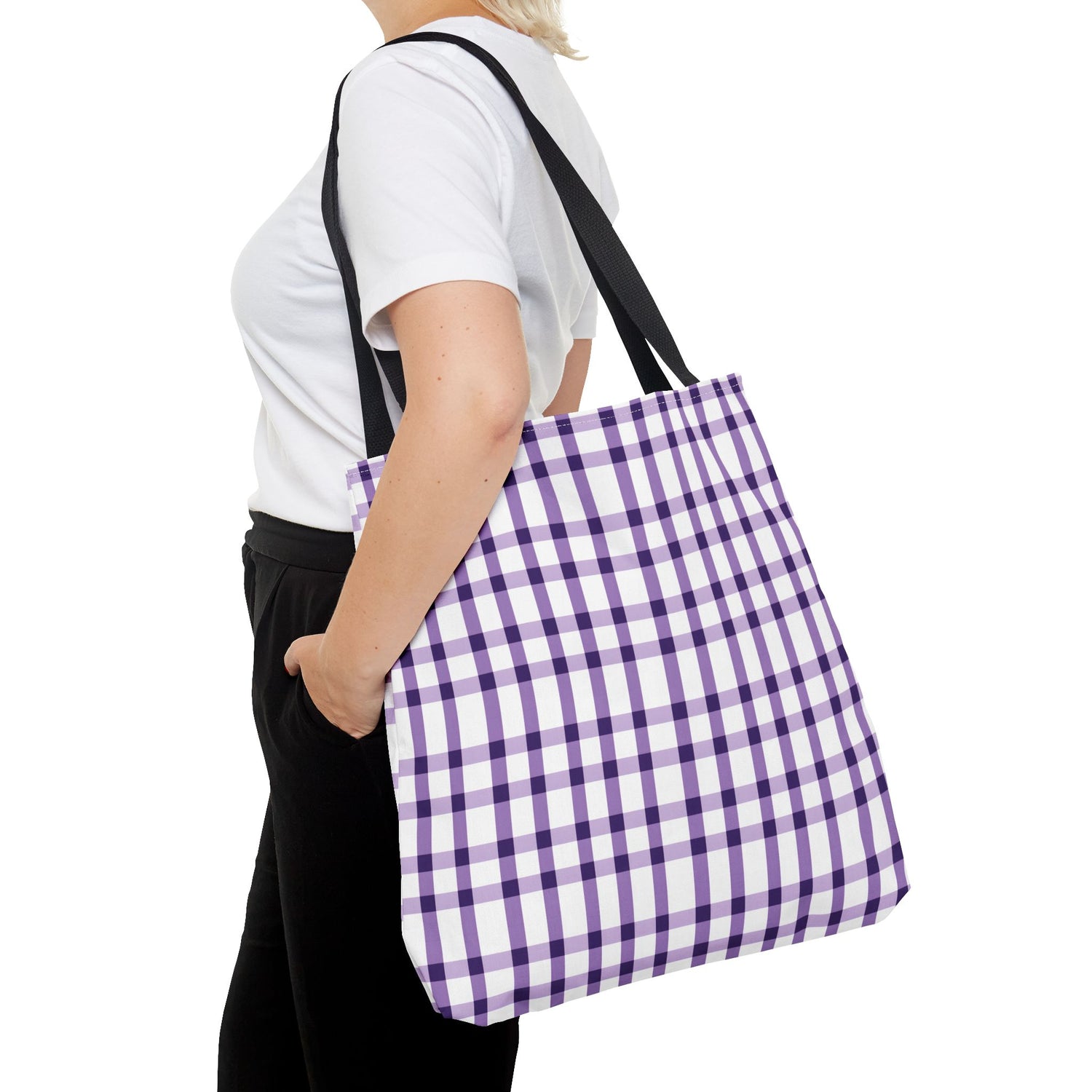 Purple Plaid Tote Bag