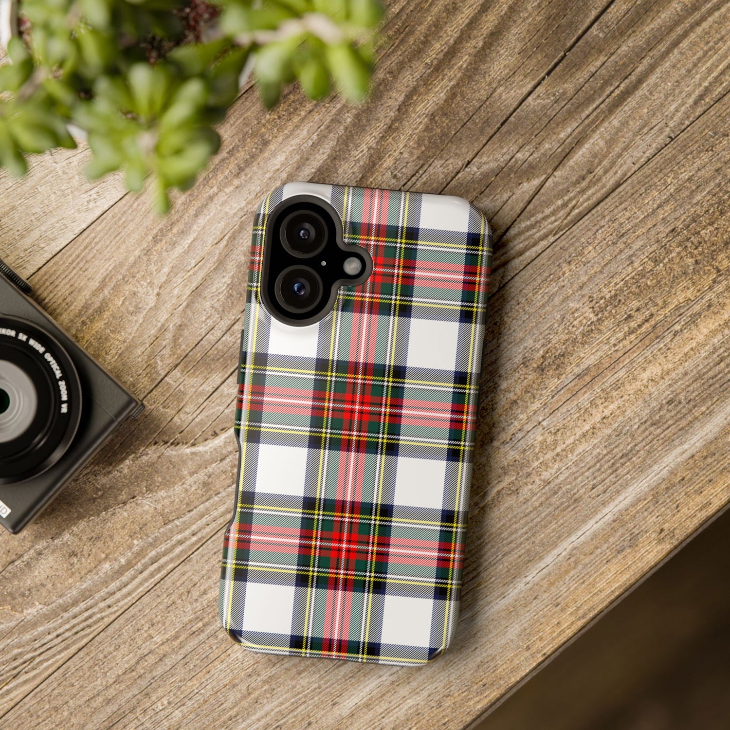 Christmas Holiday Tartan Plaid Impact-Resistant Phone Case, iPhone, Samsung