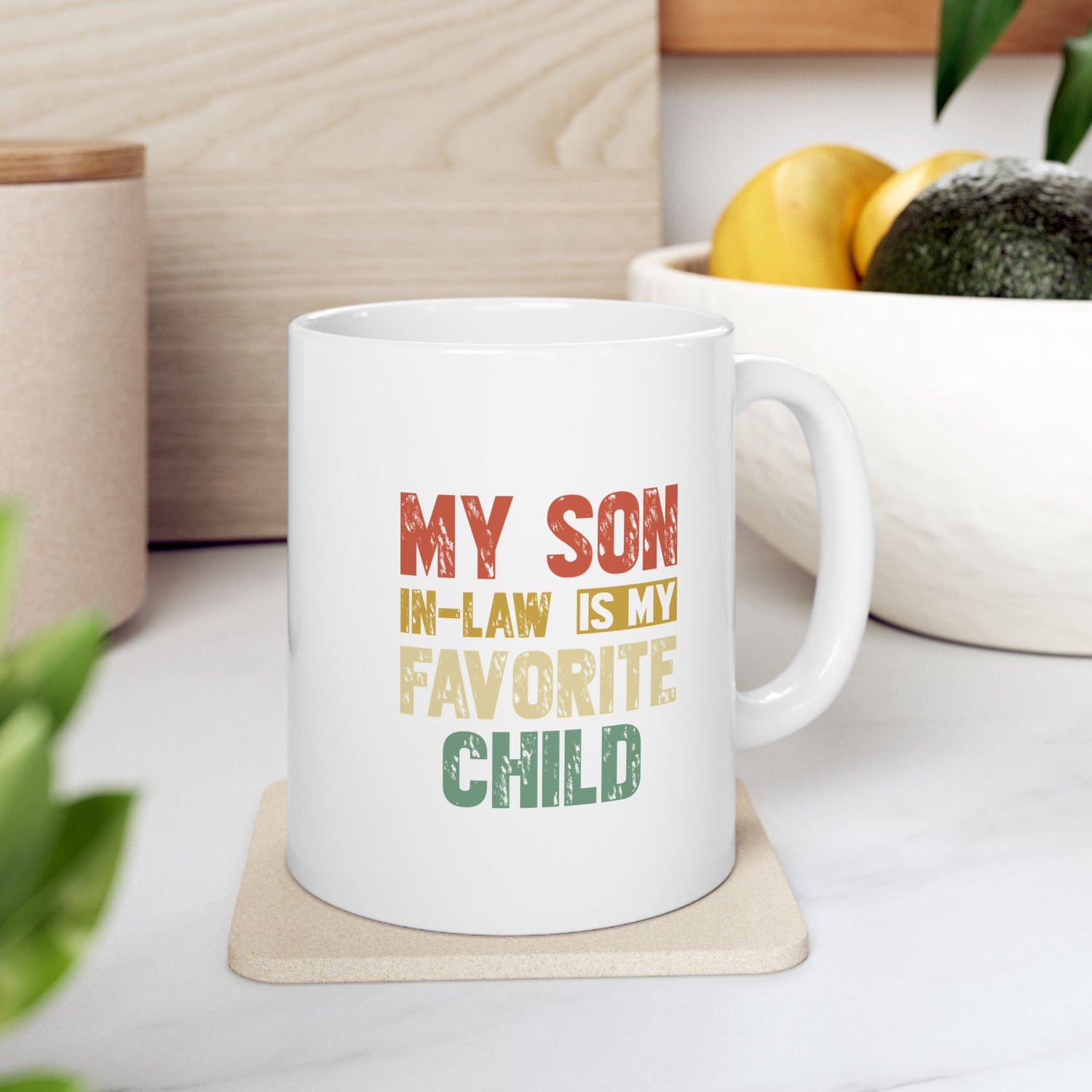Son-in-Law Is My Favorite Mug - Ceramic Coffee Cup for Mother's Day, Birthdays, Gift for Mom, Tea Lover's Favorite