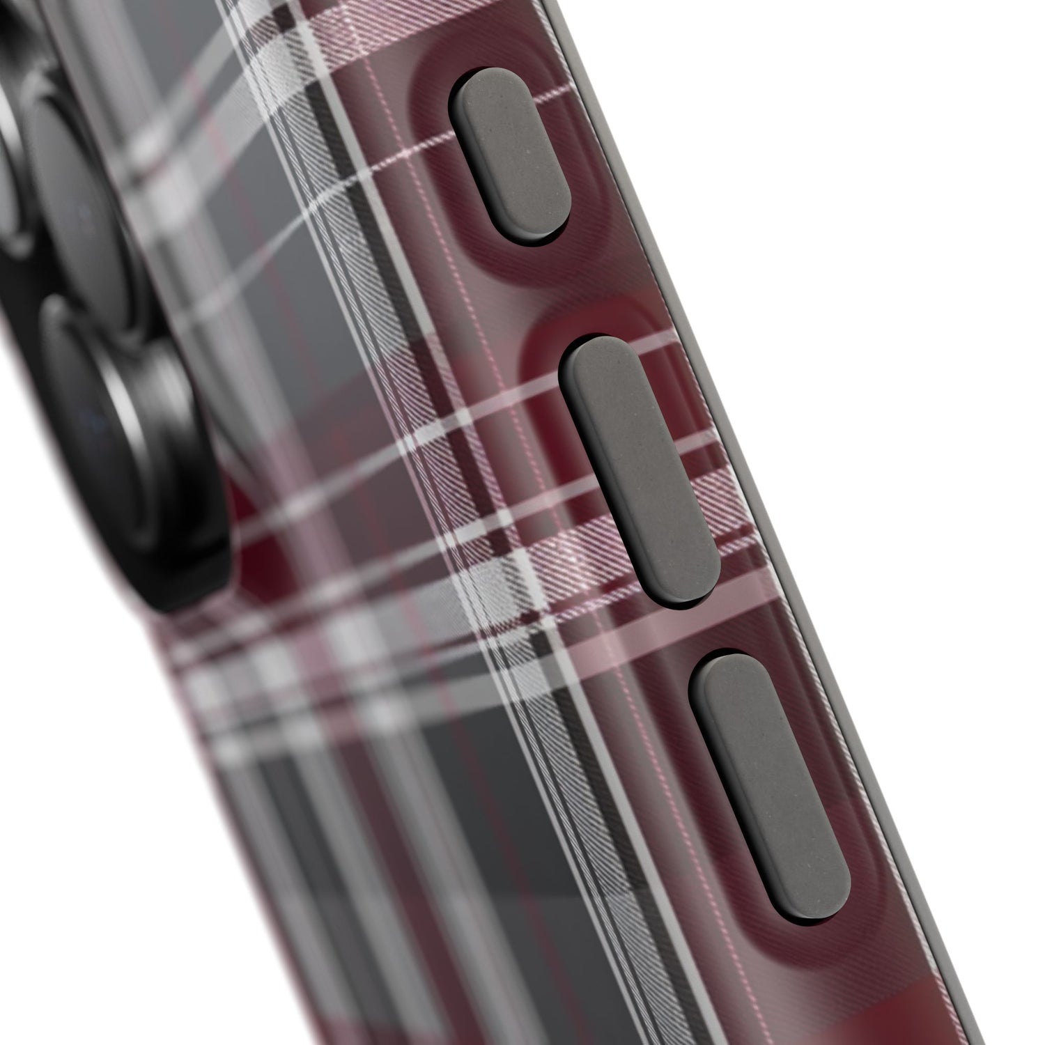 Stylish Plaid Impact-Resistant Phone Cases- Maroon Grey Plaid