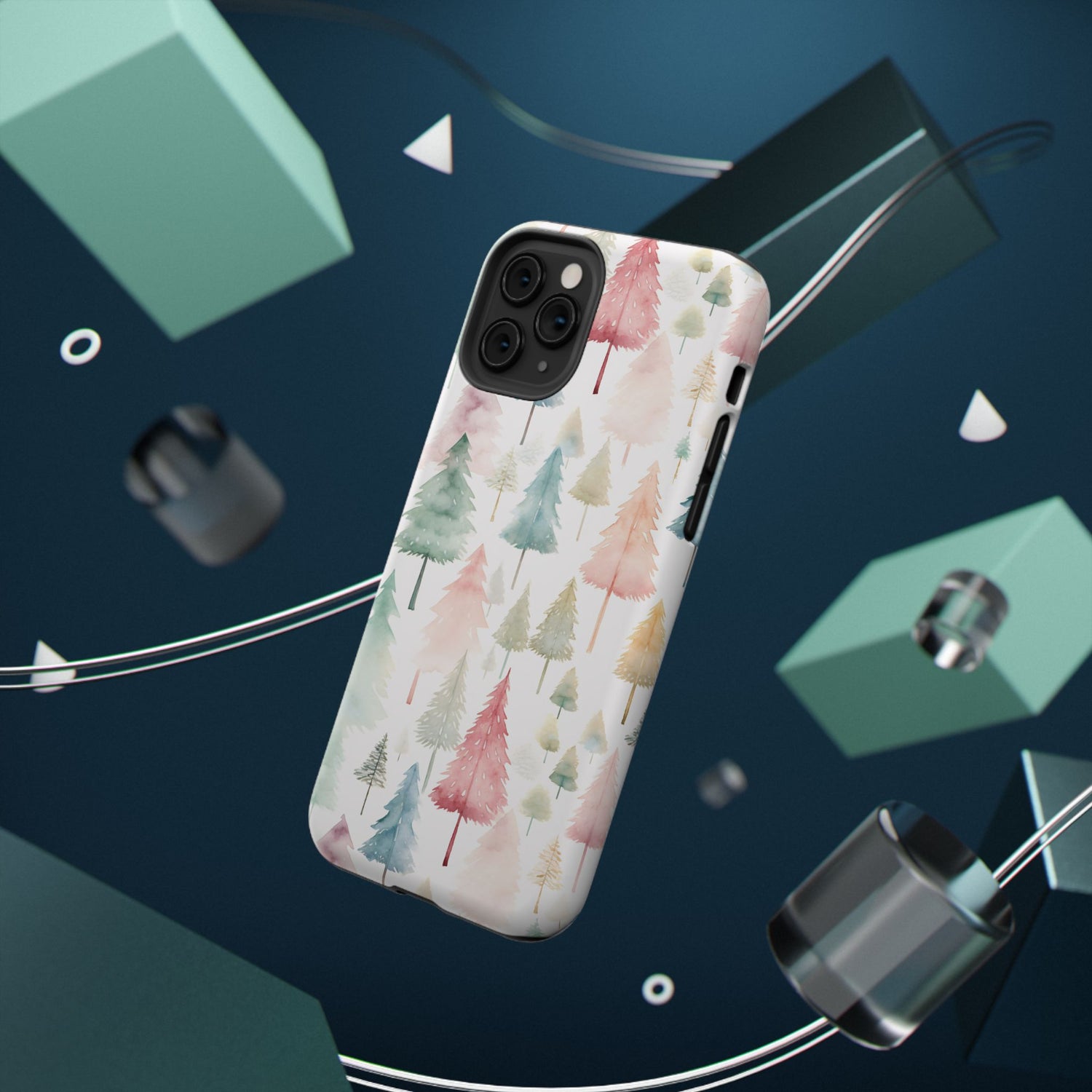 Watercolor Christmas Trees Impact-Resistant Phone Case, iPhone, Samsung