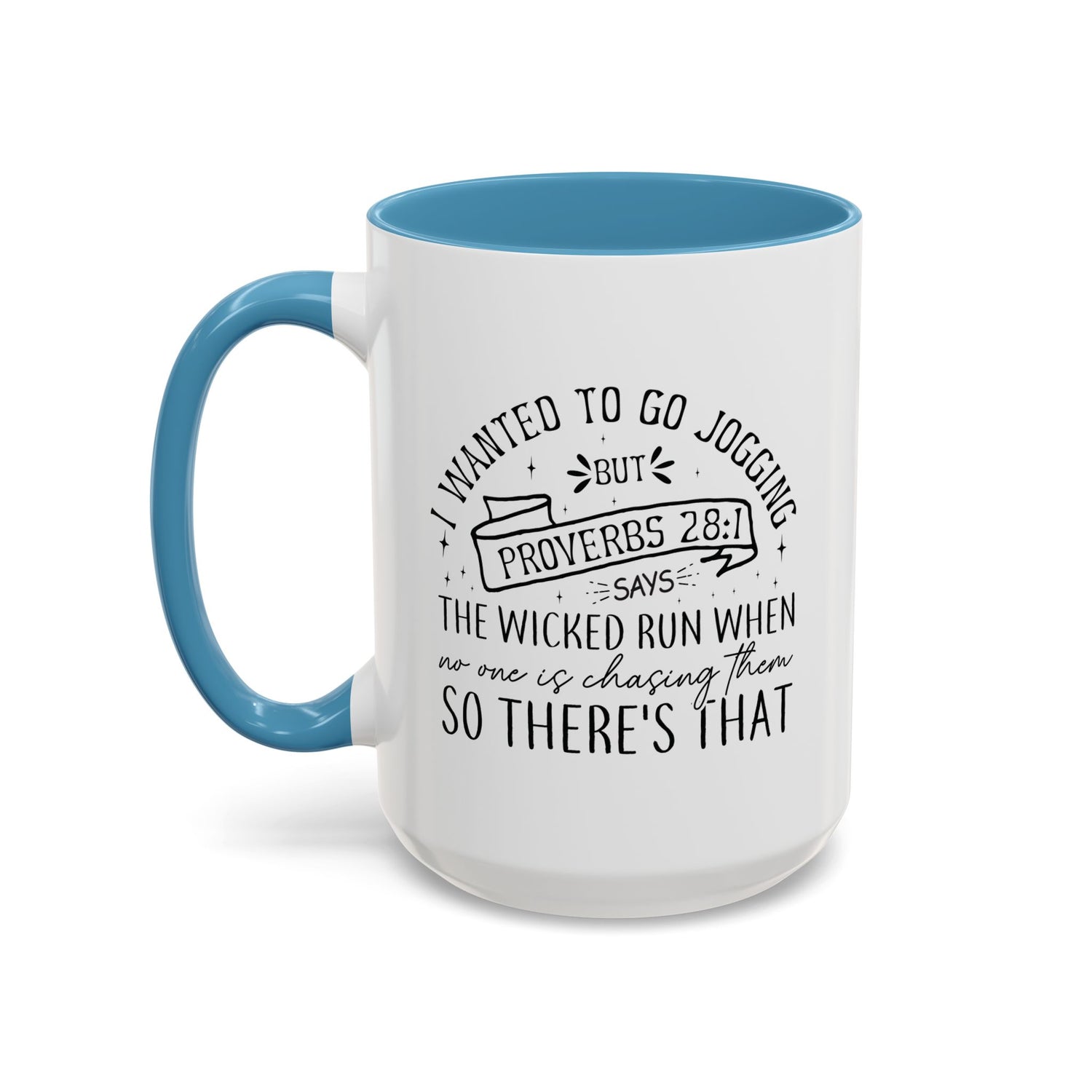 Inspirational Coffee Mug for Christian Joggers, Proverbs 28:1 Quote Mug, Funny Workout Gift, Motivational Drinkware, Exercise Humor