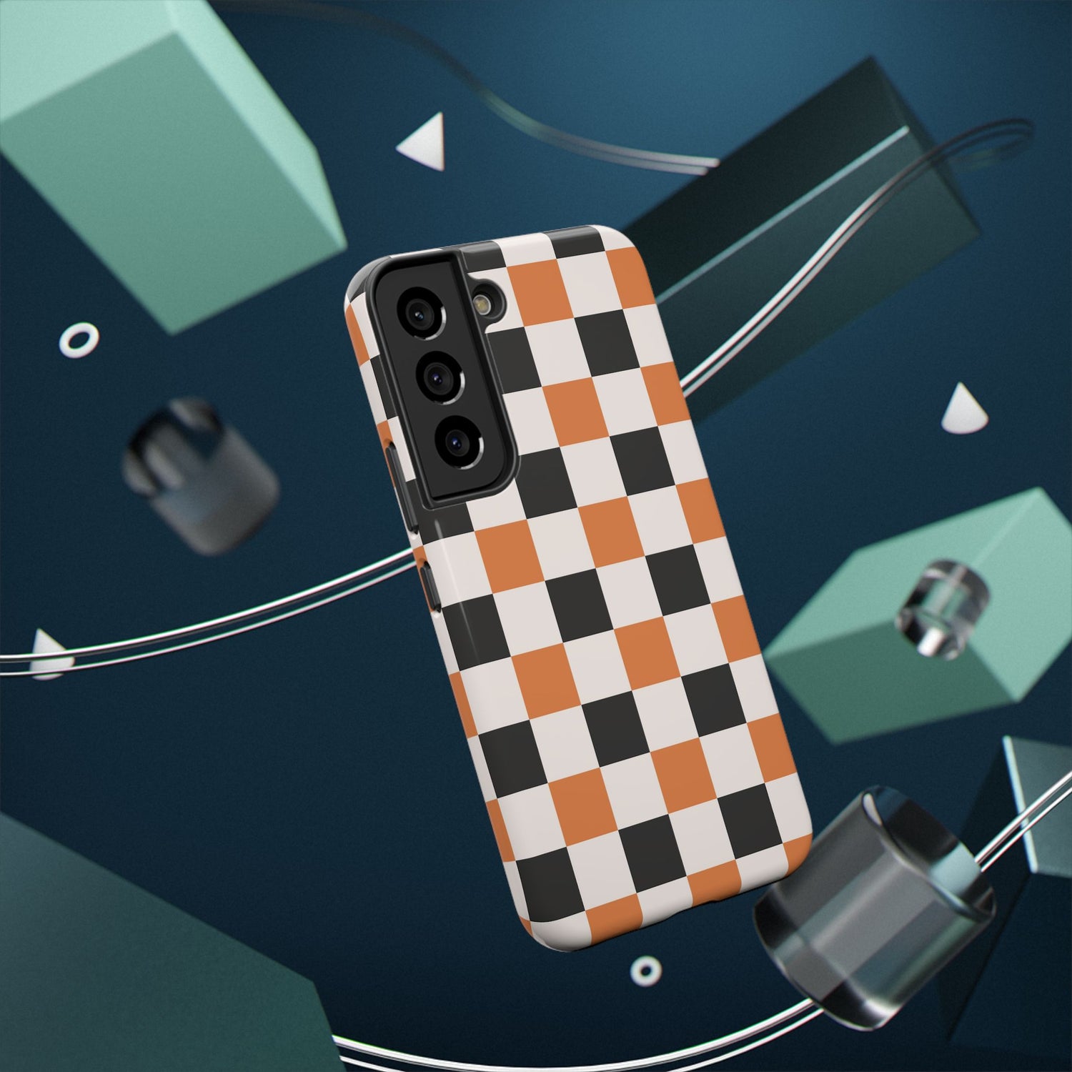 Trendy Halloween Checkerboard Phone Case | Impact-Resistant, iPhone, Samsung