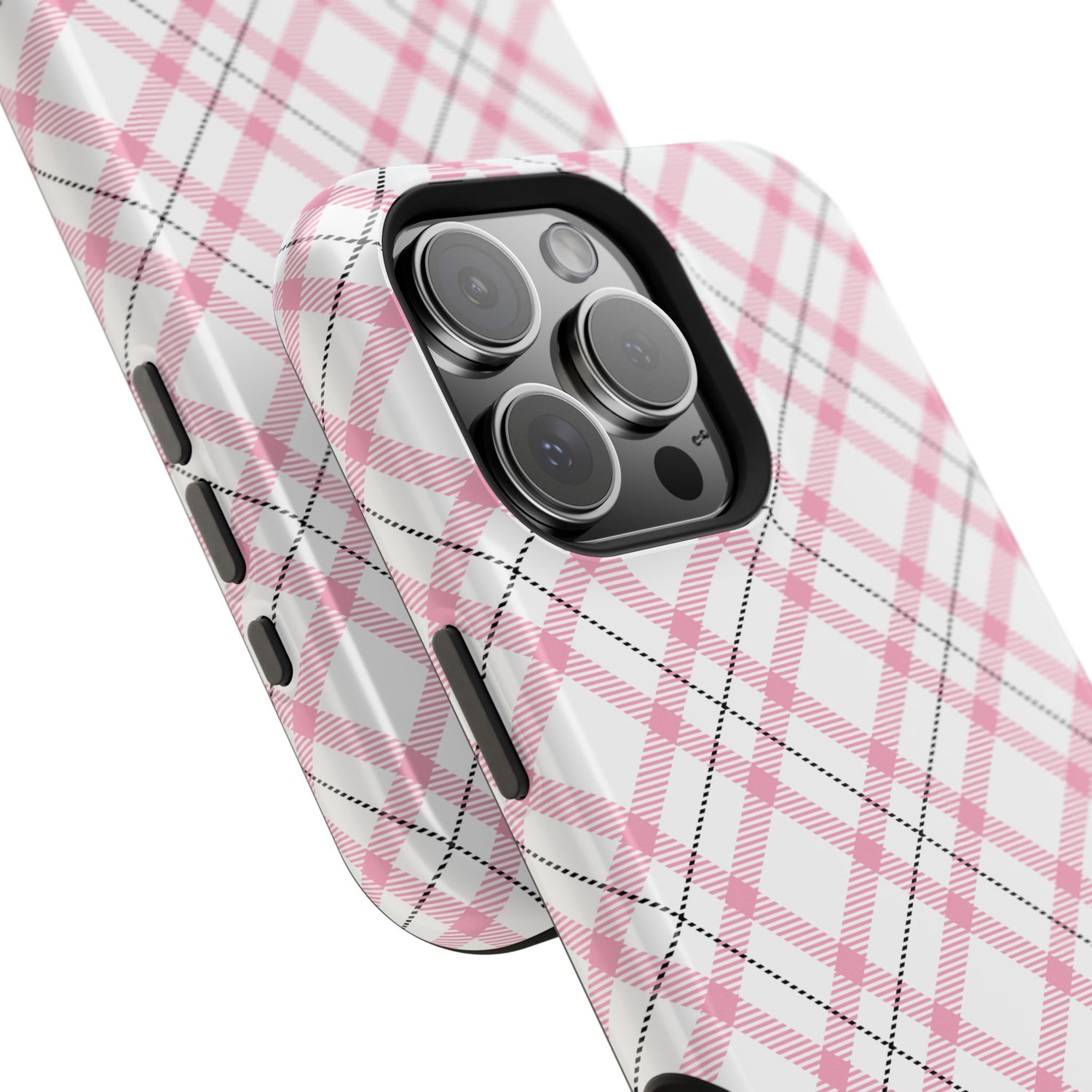Impact-Resistant Phone Case - Pink Black Plaid