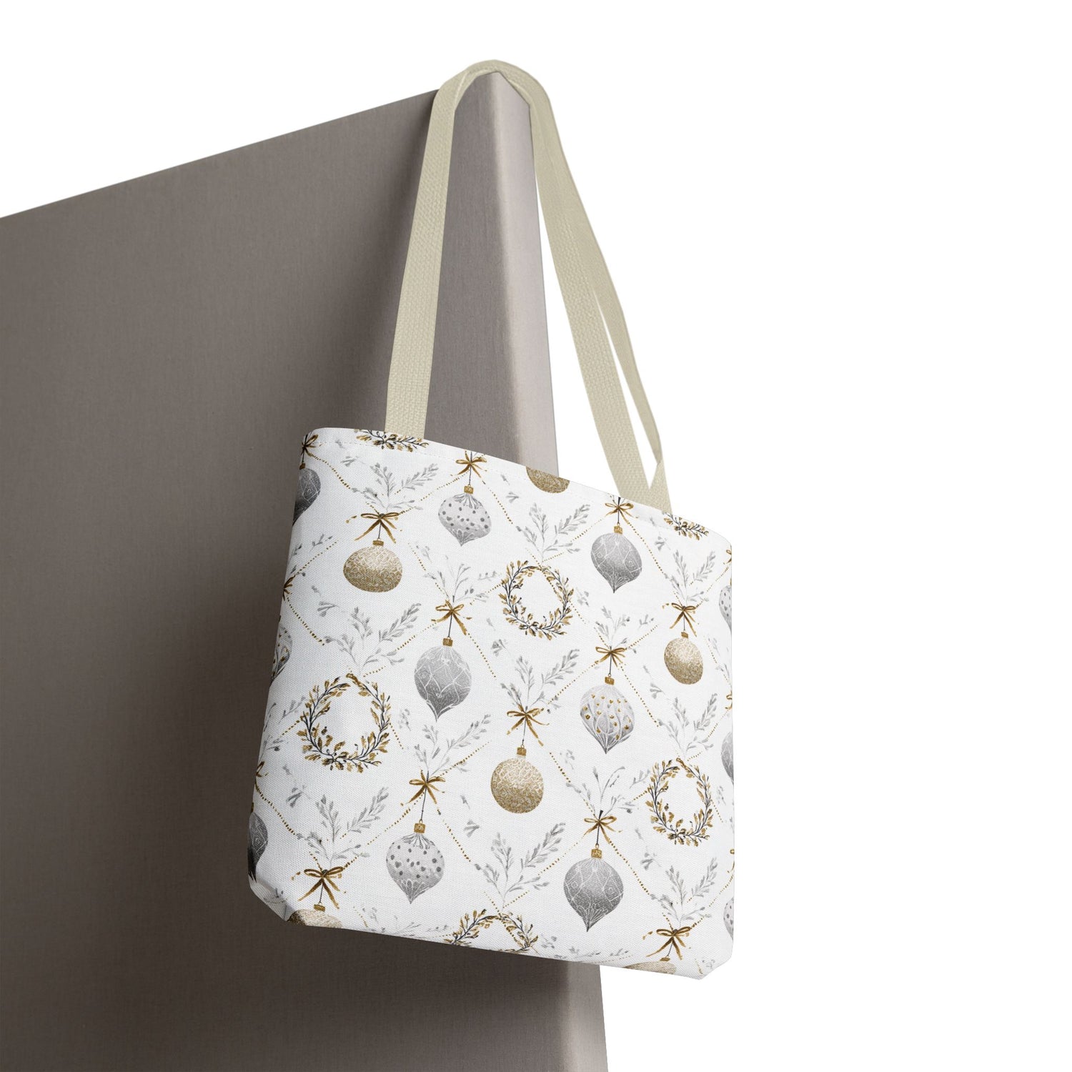 Elegant Christmas Tote Bag- Gold Silver Ornaments