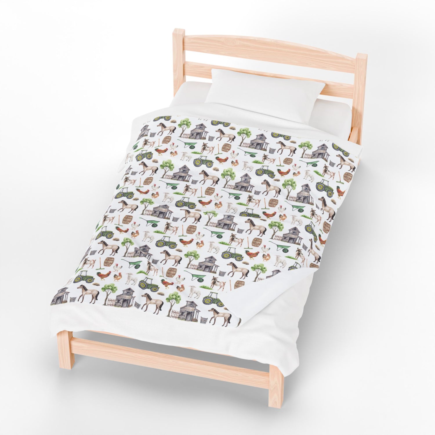 Cozy Farmhouse Velveteen Plush Blanket, Farm Animal Decor, Soft Throw for Kids, Farmhouse Gift, Nursery Bedding