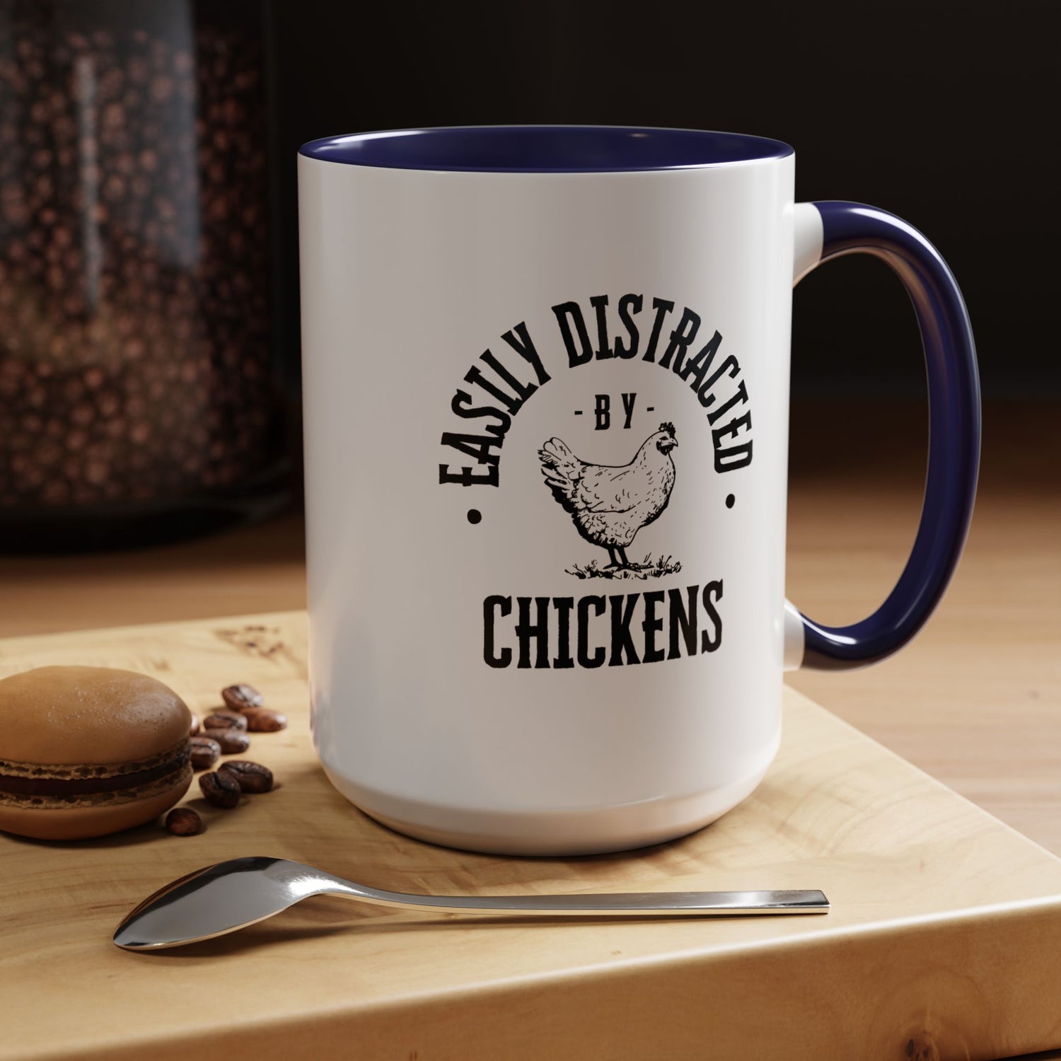 Funny Mug/Chicken Lover/Funny Gift/Gifts under 20/Accent Coffee Mug, 11oz "Easily Distracted By Chickens"