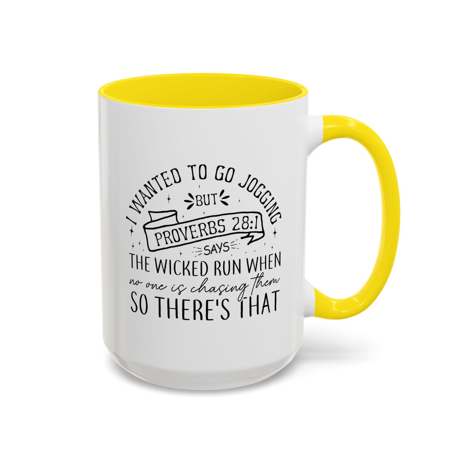 Inspirational Coffee Mug for Christian Joggers, Proverbs 28:1 Quote Mug, Funny Workout Gift, Motivational Drinkware, Exercise Humor