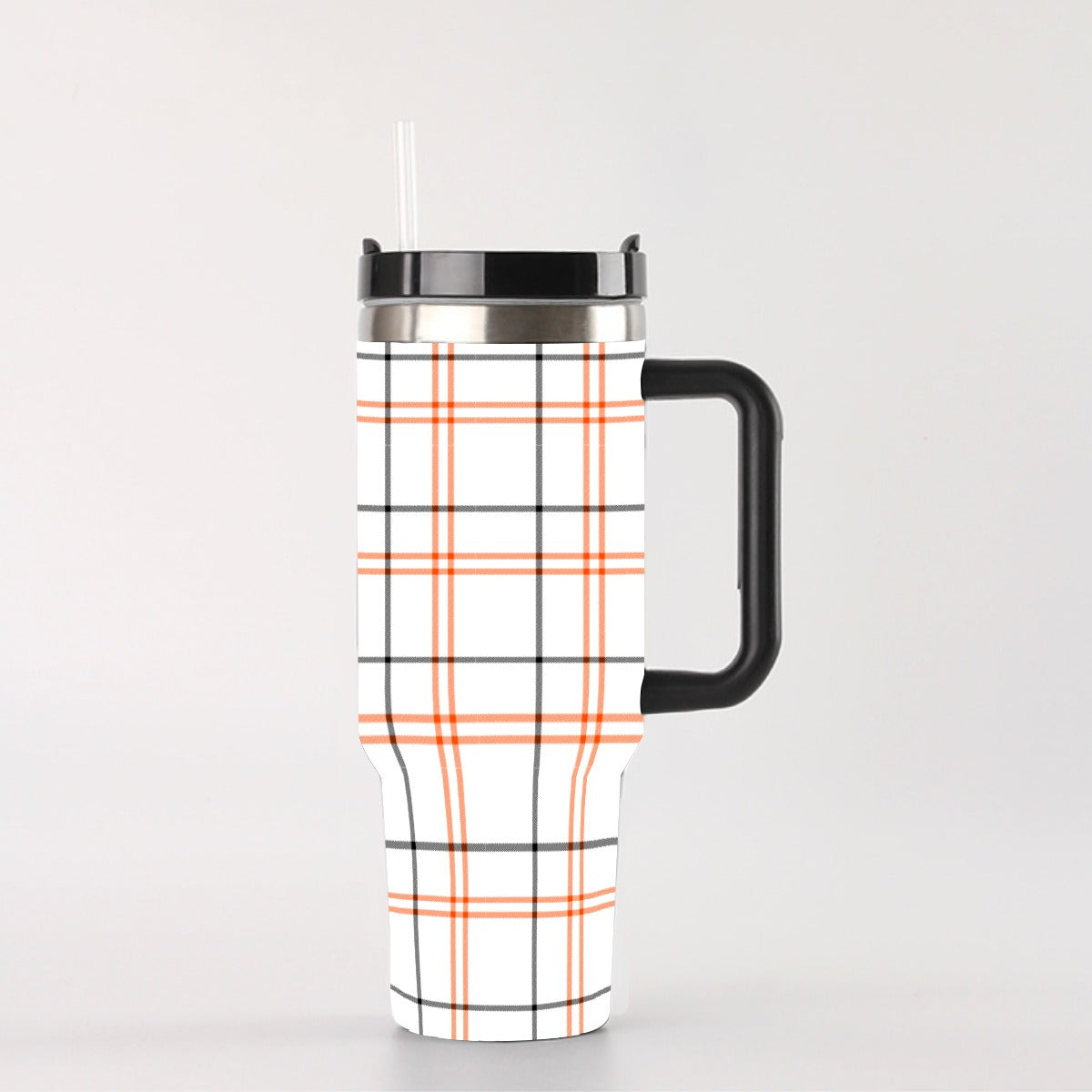 Fall Tartan Plaid 40 oz Tumbler With Handle