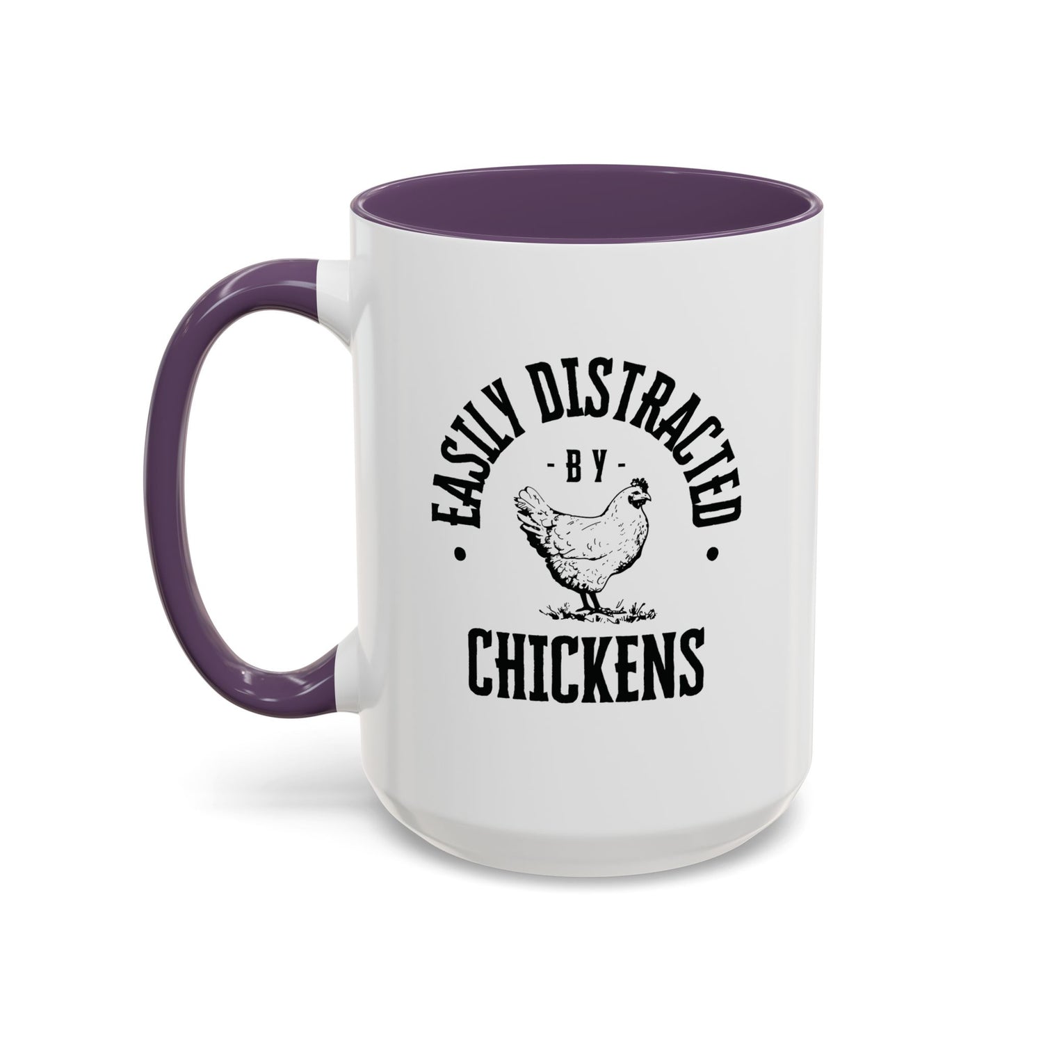 Funny Mug/Chicken Lover/Funny Gift/Gifts under 20/Accent Coffee Mug, 11oz "Easily Distracted By Chickens"