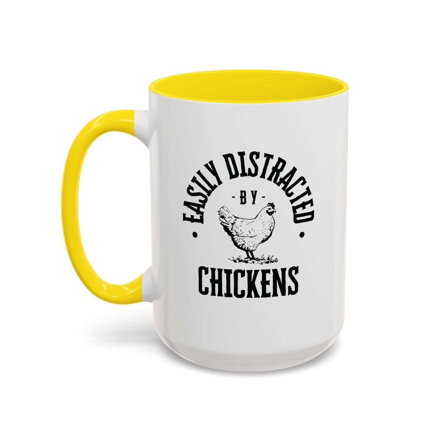 Funny Mug/Chicken Lover/Funny Gift/Gifts under 20/Accent Coffee Mug, 11oz "Easily Distracted By Chickens"