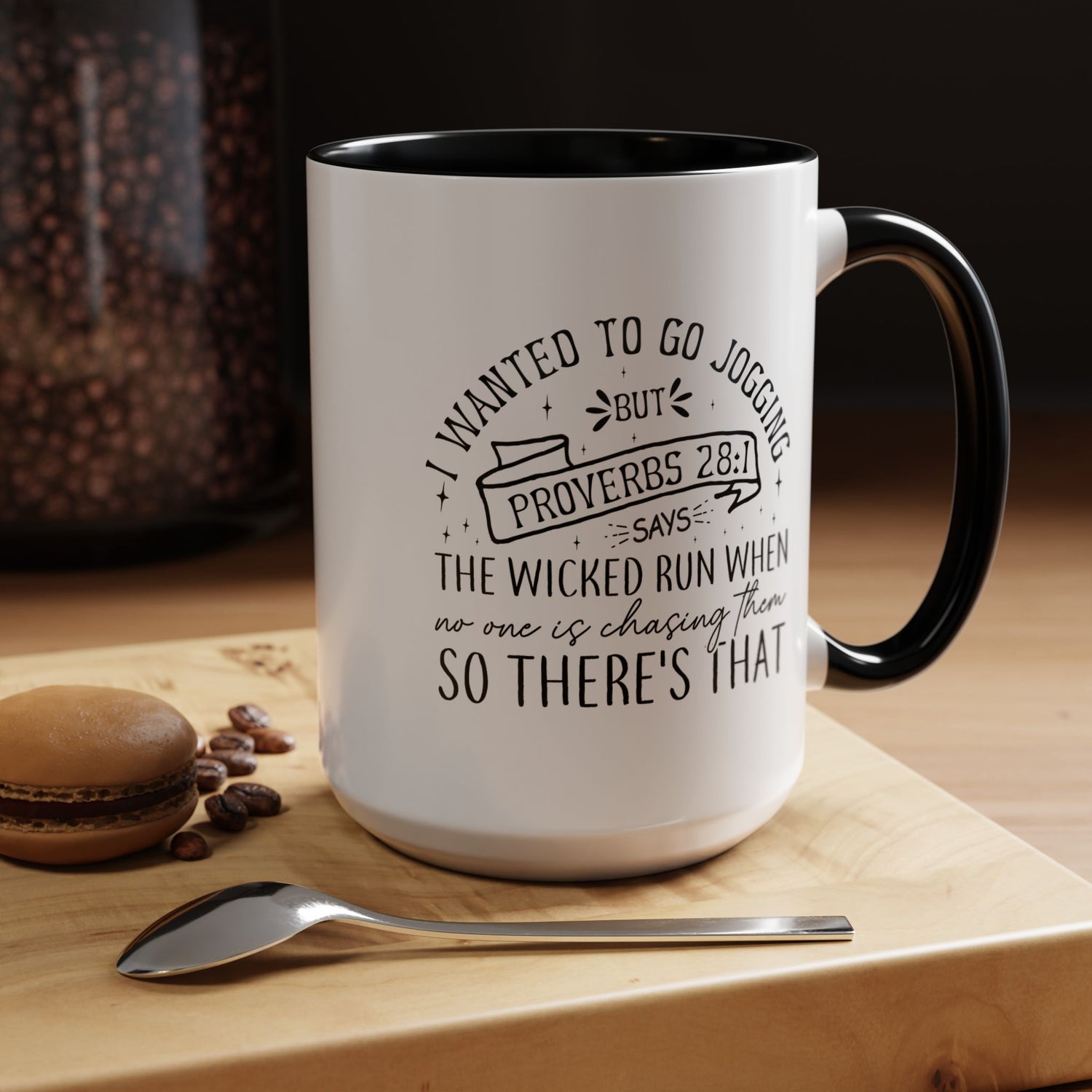 Inspirational Coffee Mug for Christian Joggers, Proverbs 28:1 Quote Mug, Funny Workout Gift, Motivational Drinkware, Exercise Humor