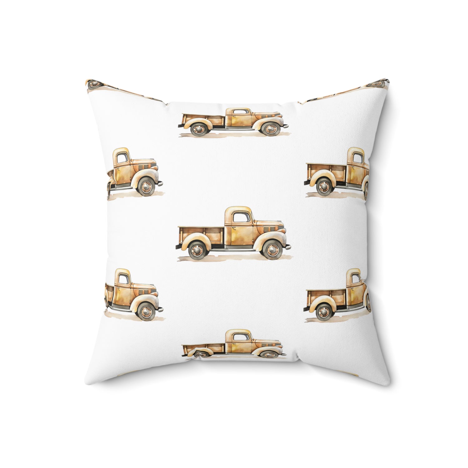 Spun Polyester Square Pillow with Removable Cover Watercolor Vintage Transportation Truck