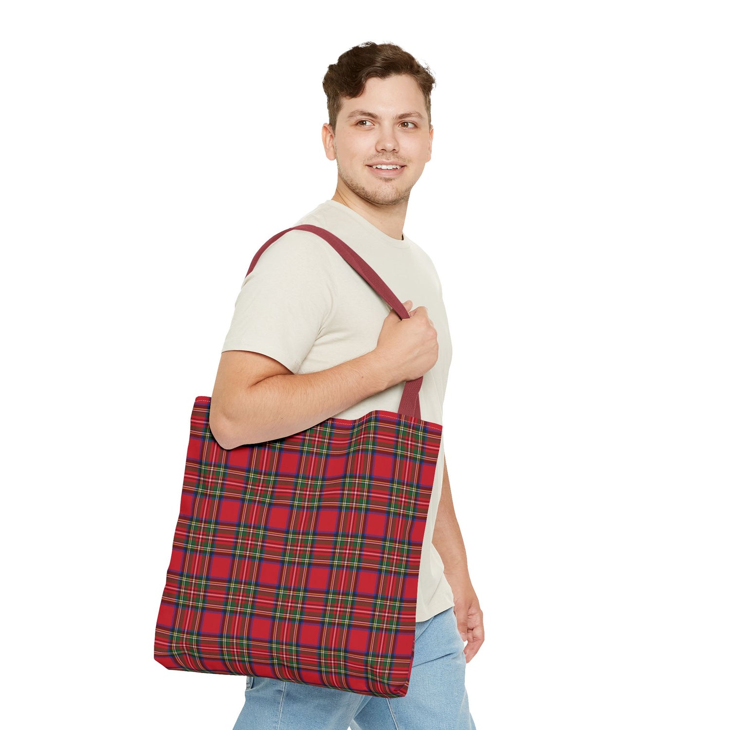Red Christmas Plaid Tote Bag