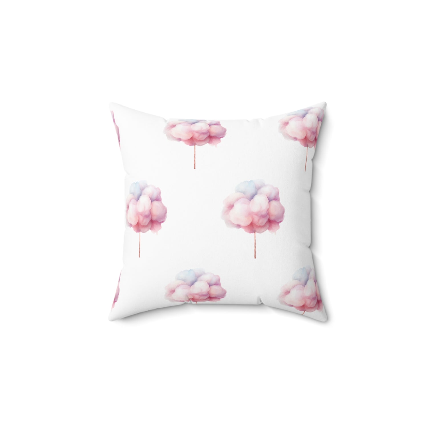 Spun Polyester Square Pillow with Removable Cover Watercolor Candy Land Cotton Candy