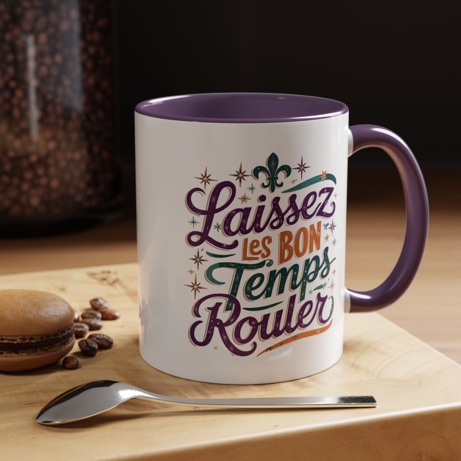 Vibrant Accent Coffee Mug - 'Laissez les Bon Temps Rouler', Perfect for Celebrations, Gifts, Coffee Lovers, Home Decor, and More