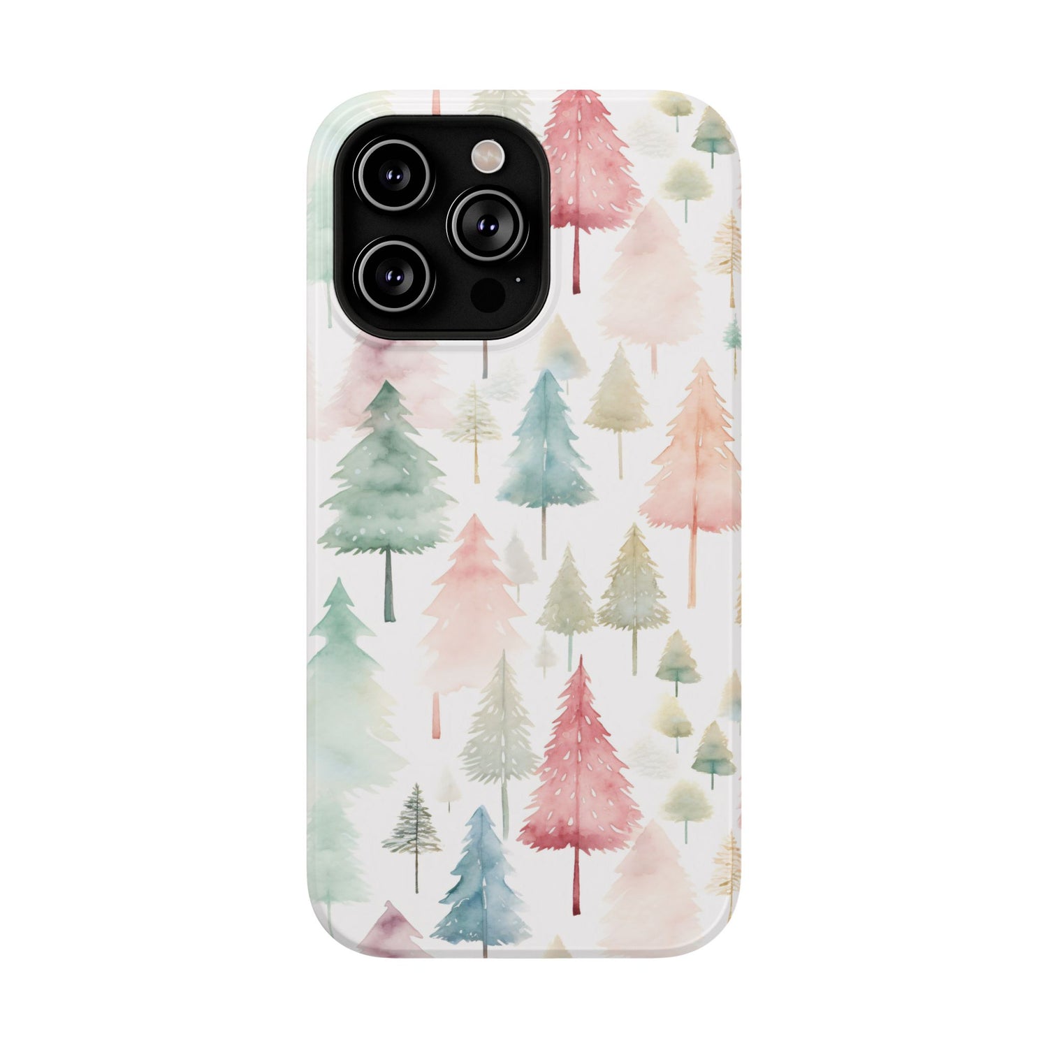 Watercolor Christmas Trees Impact-Resistant Phone Case, iPhone, Samsung
