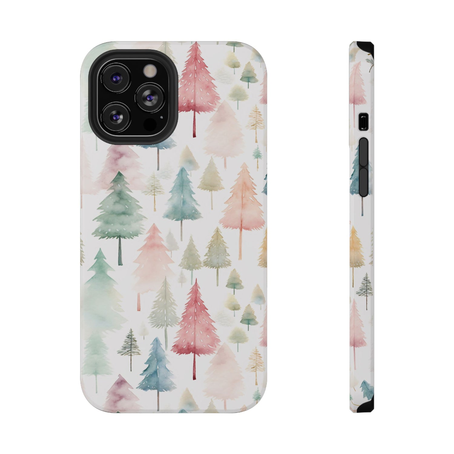 Watercolor Christmas Trees Impact-Resistant Phone Case, iPhone, Samsung
