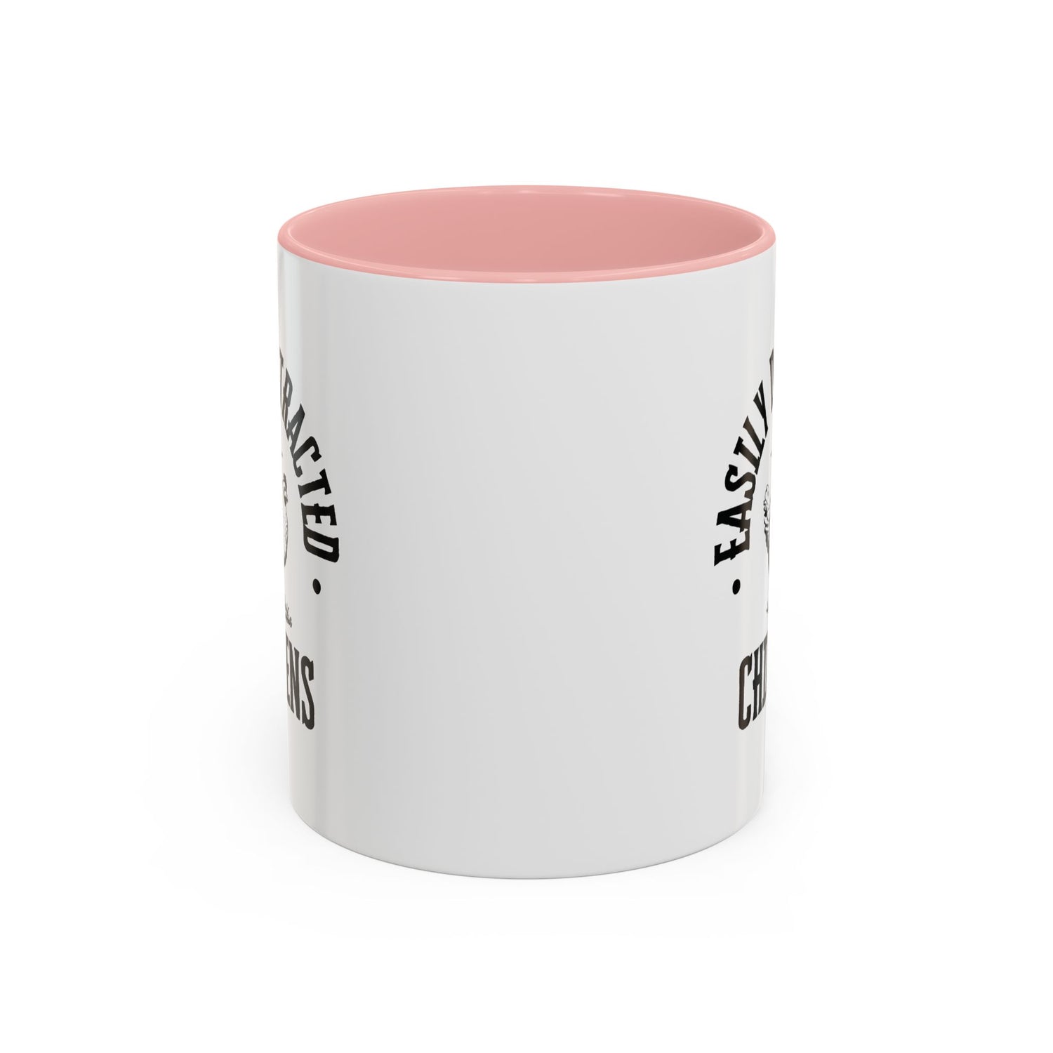 Funny Mug/Chicken Lover/Funny Gift/Gifts under 20/Accent Coffee Mug, 11oz "Easily Distracted By Chickens"