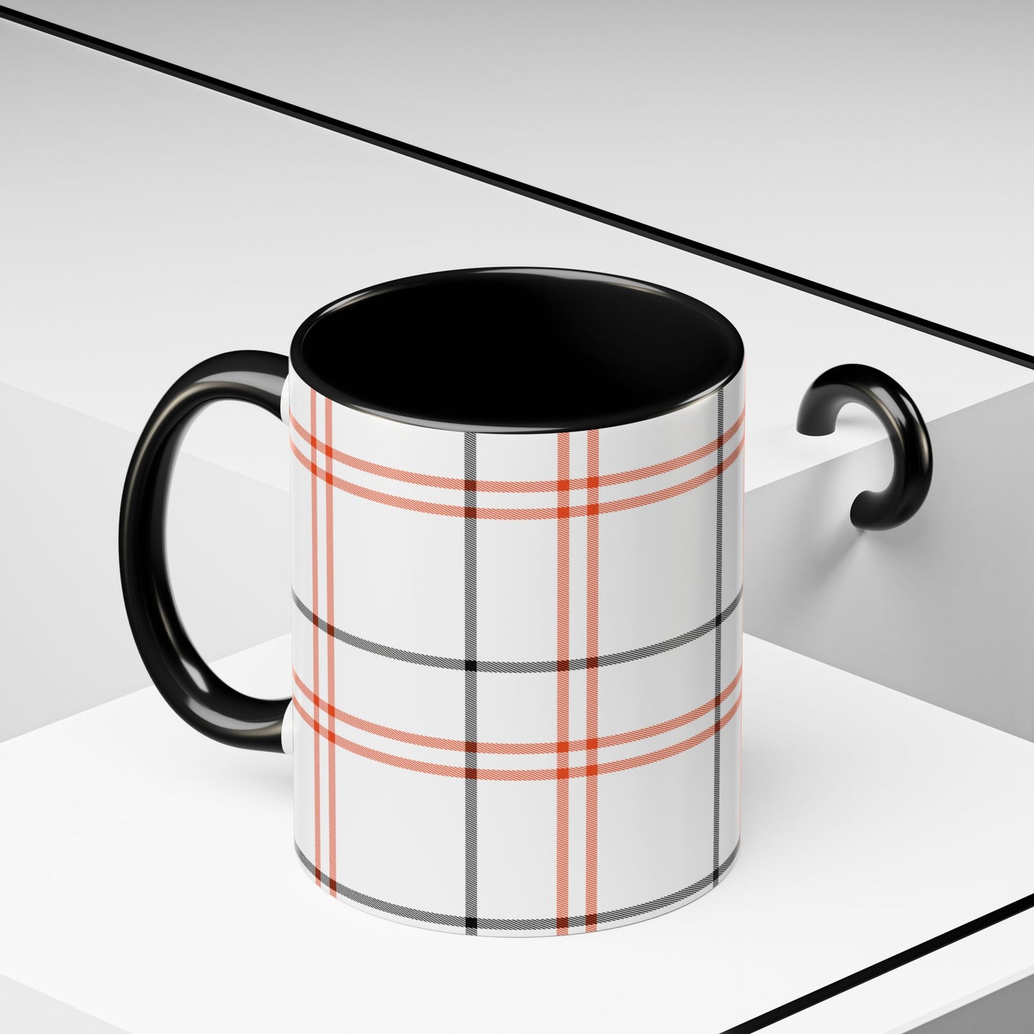 Plaid Accent Coffee Mug | Cozy Vibes, Perfect Gift for Coffee Lovers, Home Decor, Fall and Winter Celebrations, Kitchen Essentials