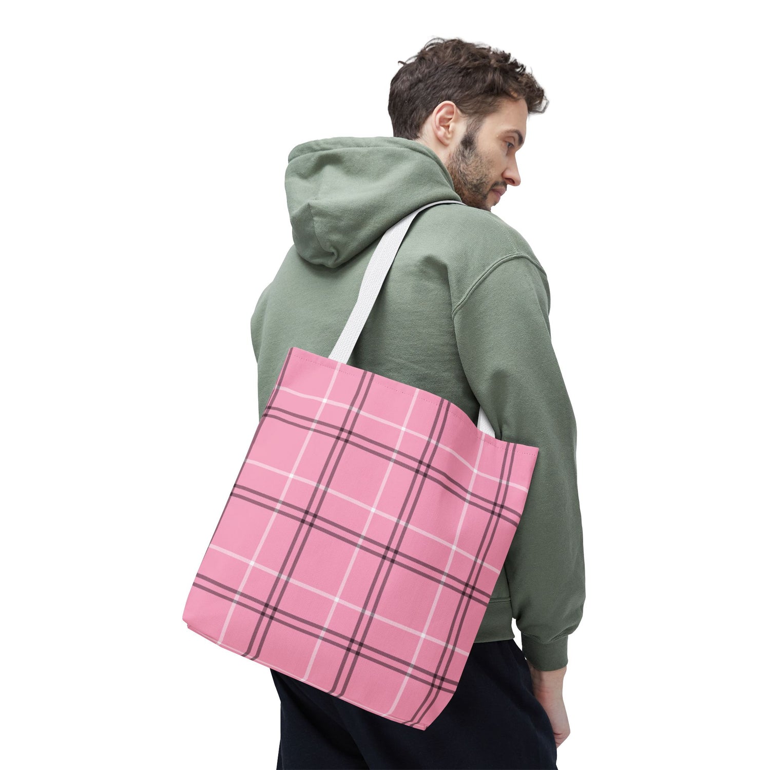 Pink and Black Plaid Tote Bag