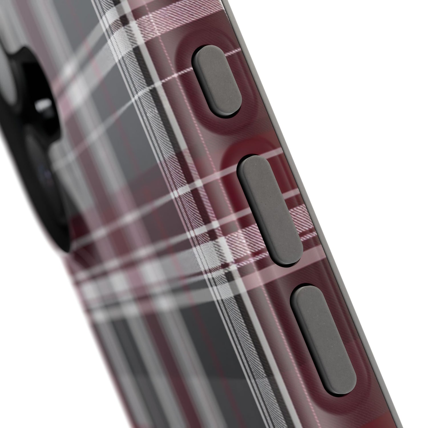 Stylish Plaid Impact-Resistant Phone Cases- Maroon Grey Plaid