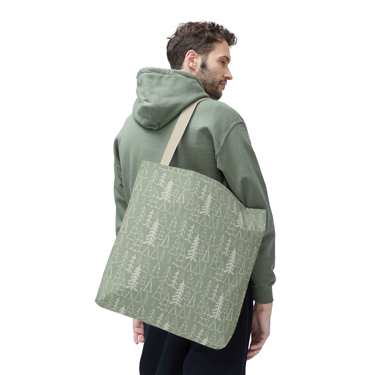 Cream Christmas Trees Tote Bag