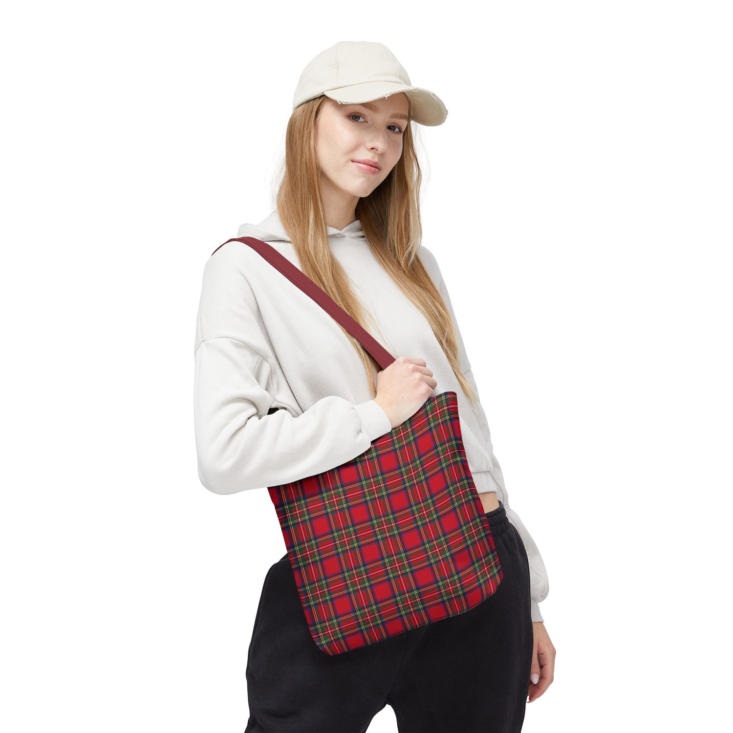 Red Christmas Plaid Tote Bag