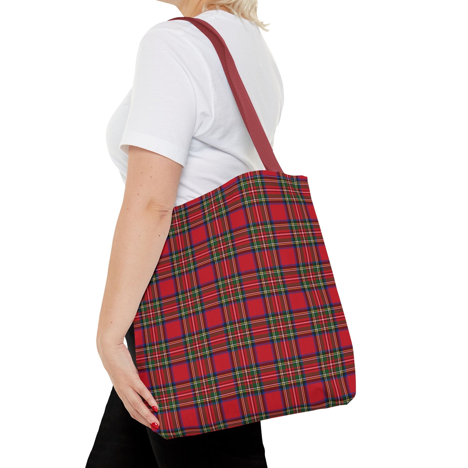 Red Christmas Plaid Tote Bag