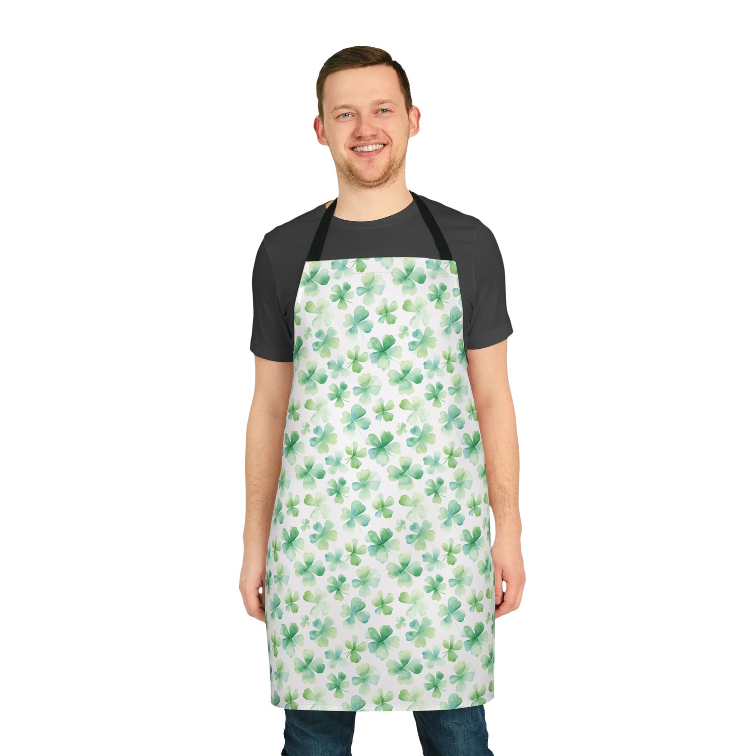 St. Patrick's Day Apron, Shamrock Design, Cooking Gift, Garden Party Chef Apron, Kitchen Wear, Festive Cooking