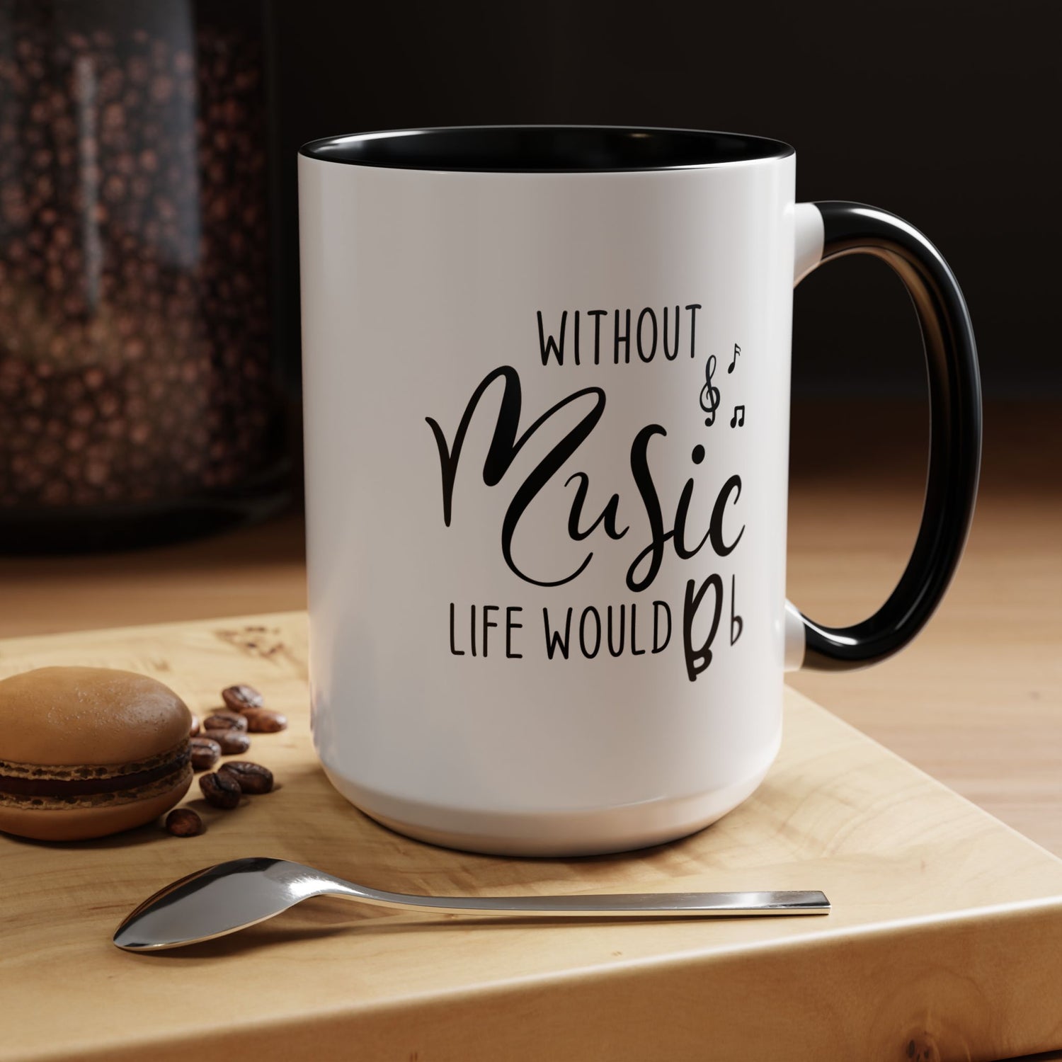 Music Lover Mug/Without Music/Accent Coffee Mug (11, 15oz)/Double-sided Mug/Music Quote Mug/Gifts for him/her/Music Teacher