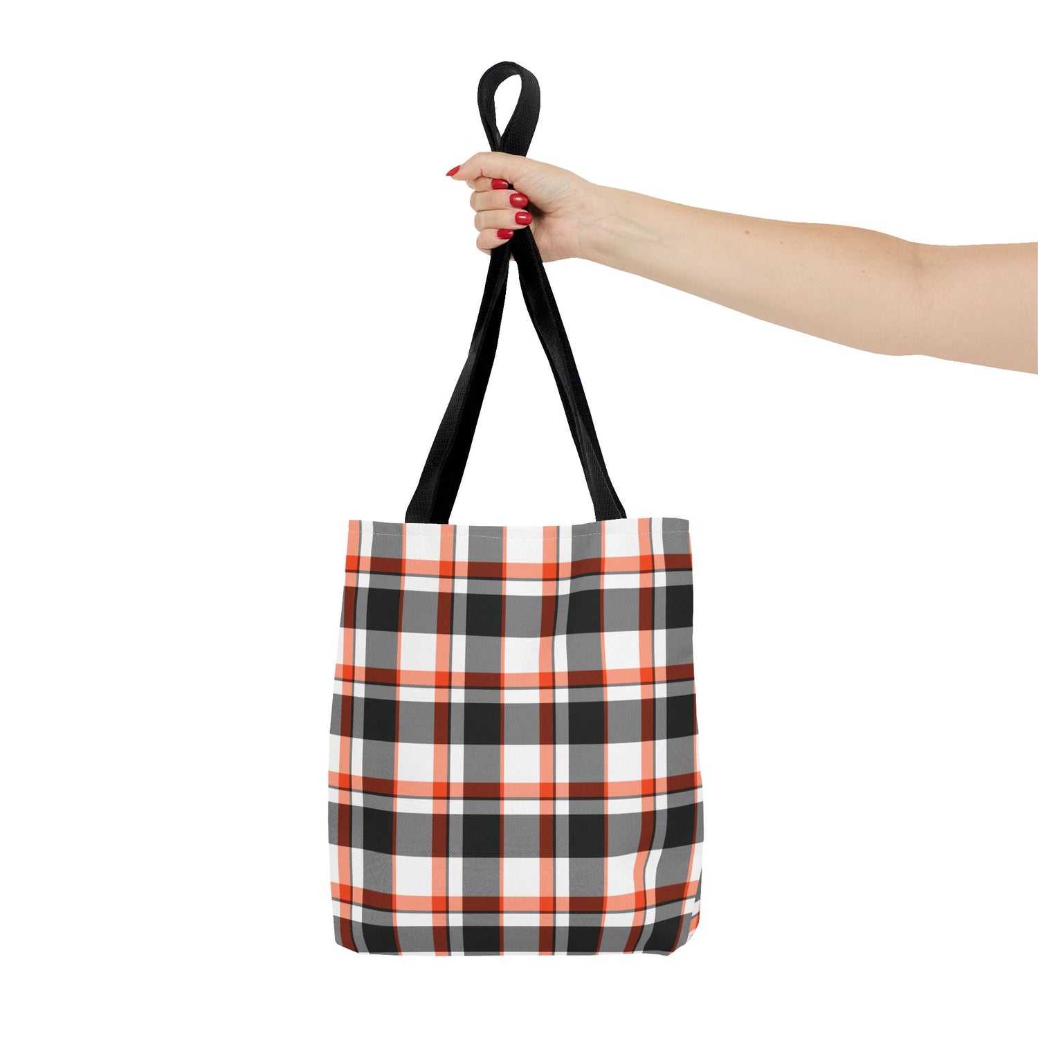Fall Plaid Black Orange Tote Bag