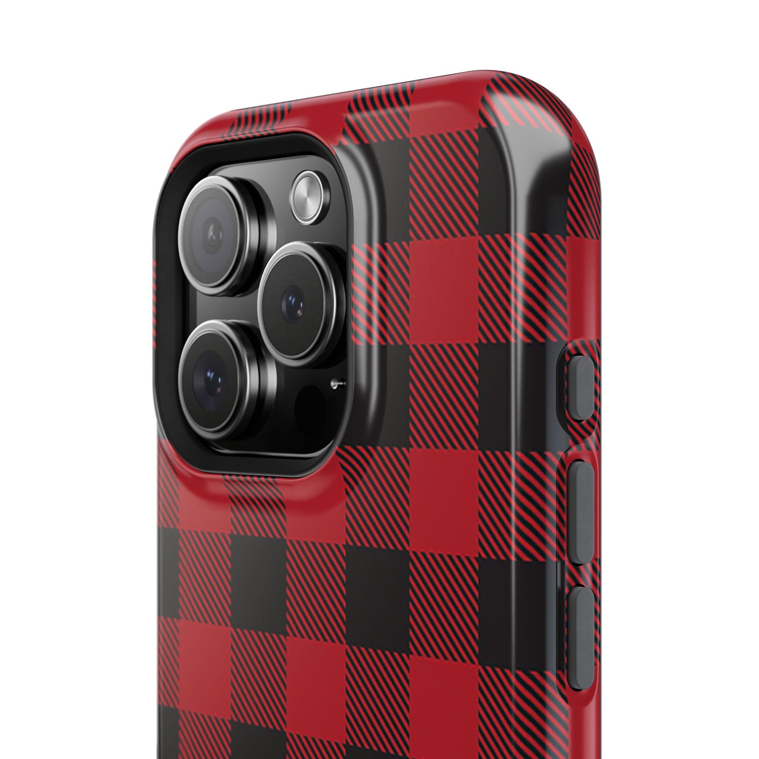 Impact-Resistant Phone Case-Red Black Buffalo Plaid, iPhone, Samsung
