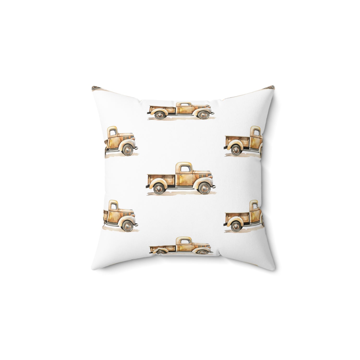 Spun Polyester Square Pillow with Removable Cover Watercolor Vintage Transportation Truck