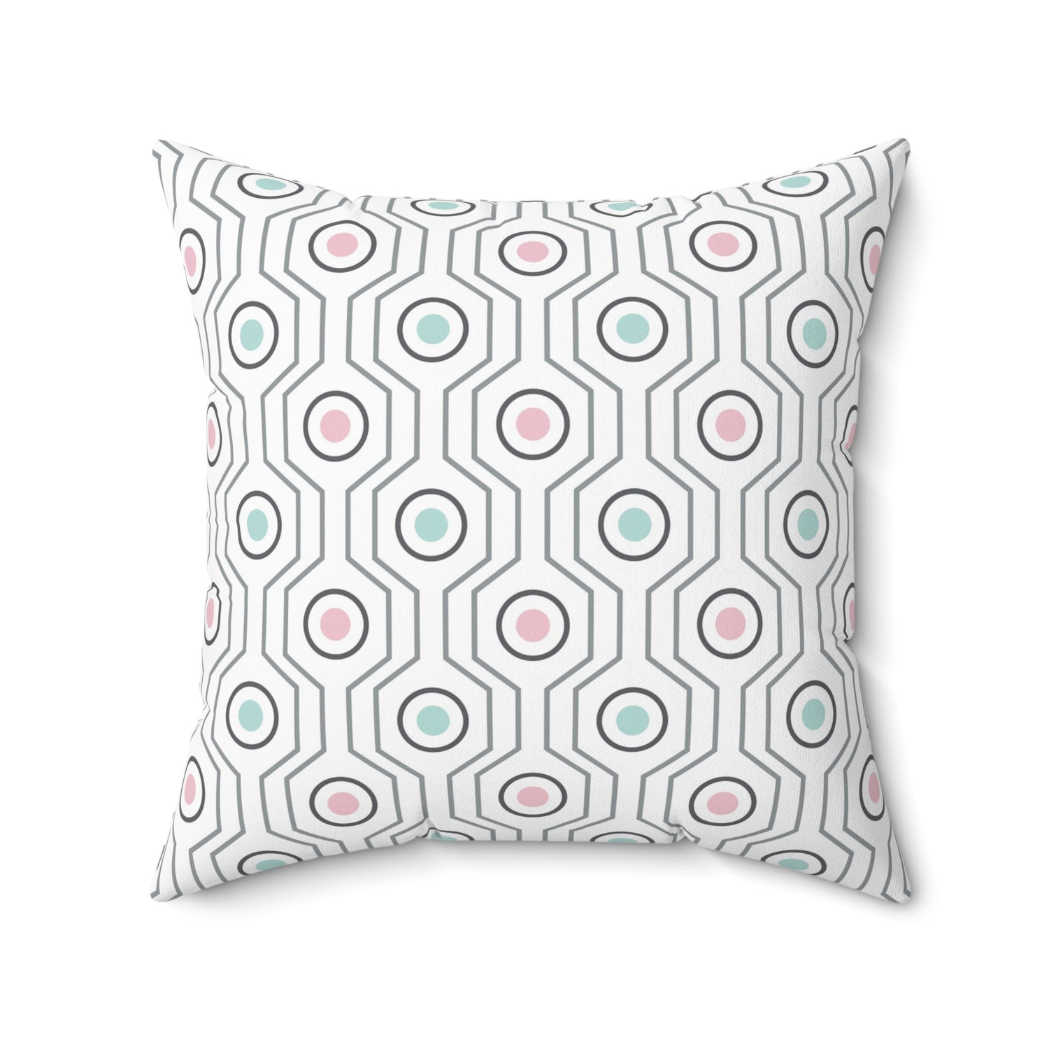 Spun Polyester Square Pillow with Removable Cover Polished Geometric Shapes Stripes