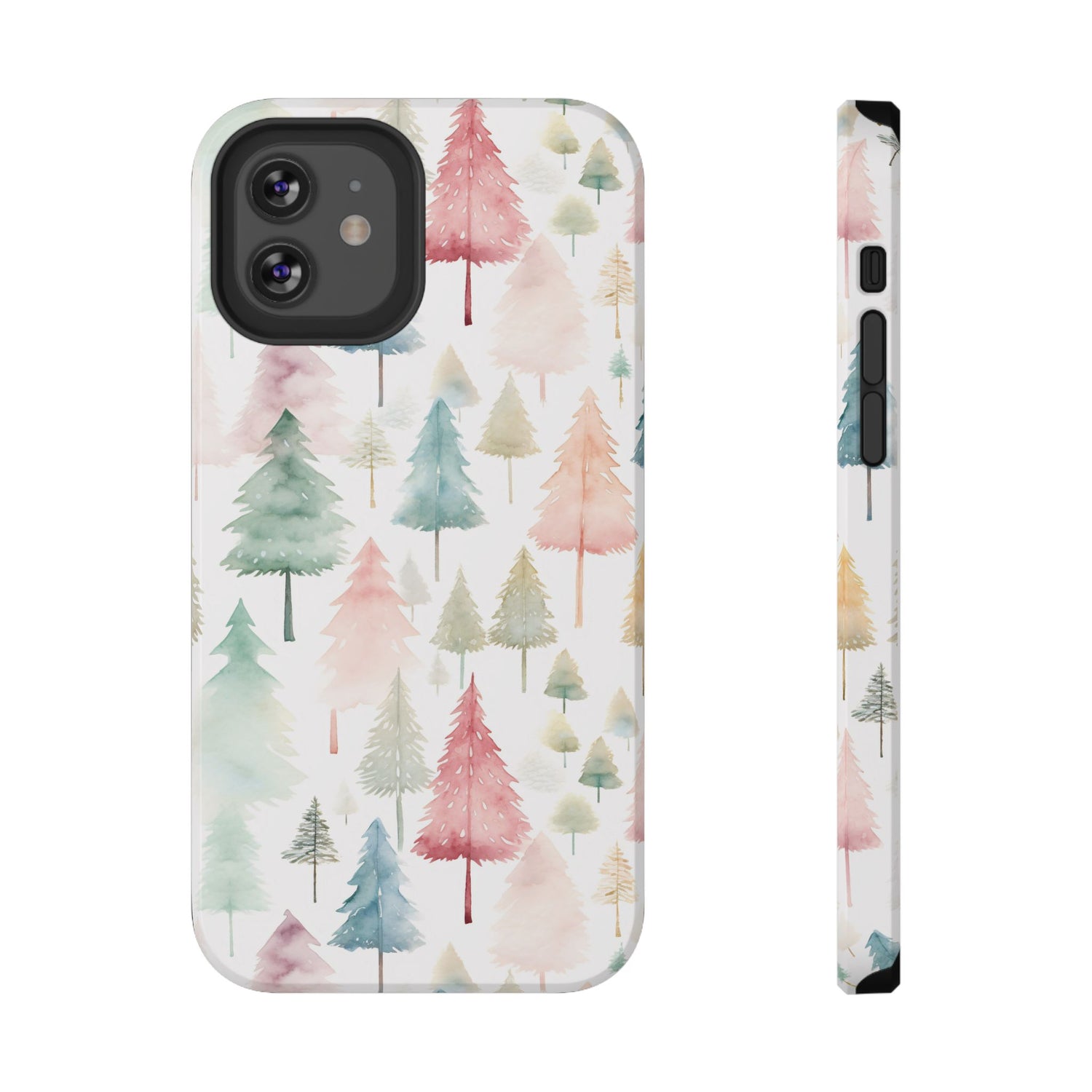 Watercolor Christmas Trees Impact-Resistant Phone Case, iPhone, Samsung