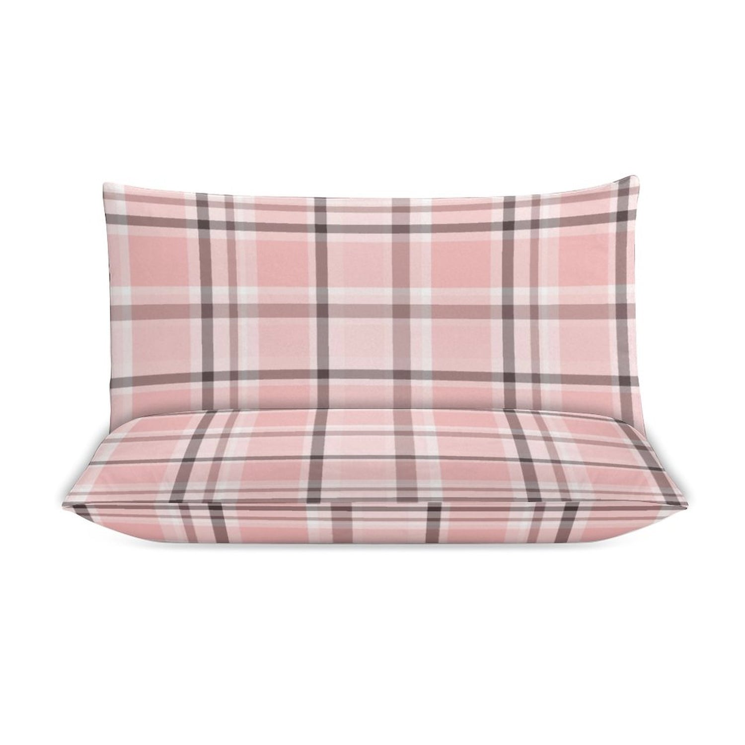 Chocolate Pink Plaid 3-Piece Reversible Duvet Cover Set – Twin