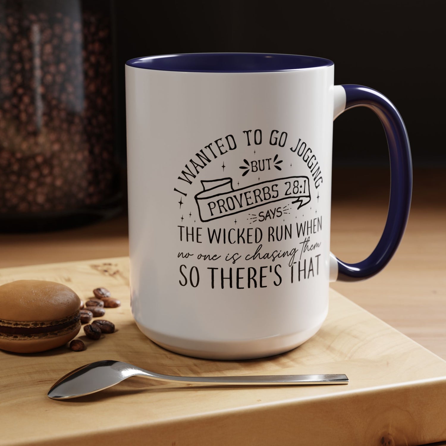 Inspirational Coffee Mug for Christian Joggers, Proverbs 28:1 Quote Mug, Funny Workout Gift, Motivational Drinkware, Exercise Humor