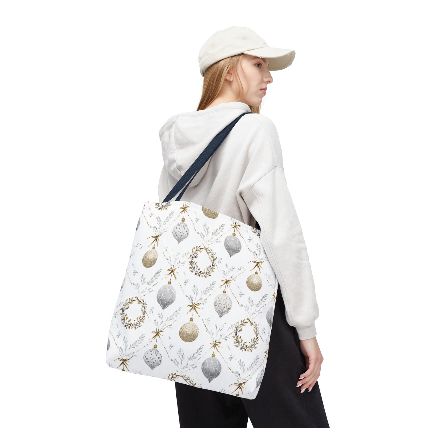 Elegant Christmas Tote Bag- Gold Silver Ornaments
